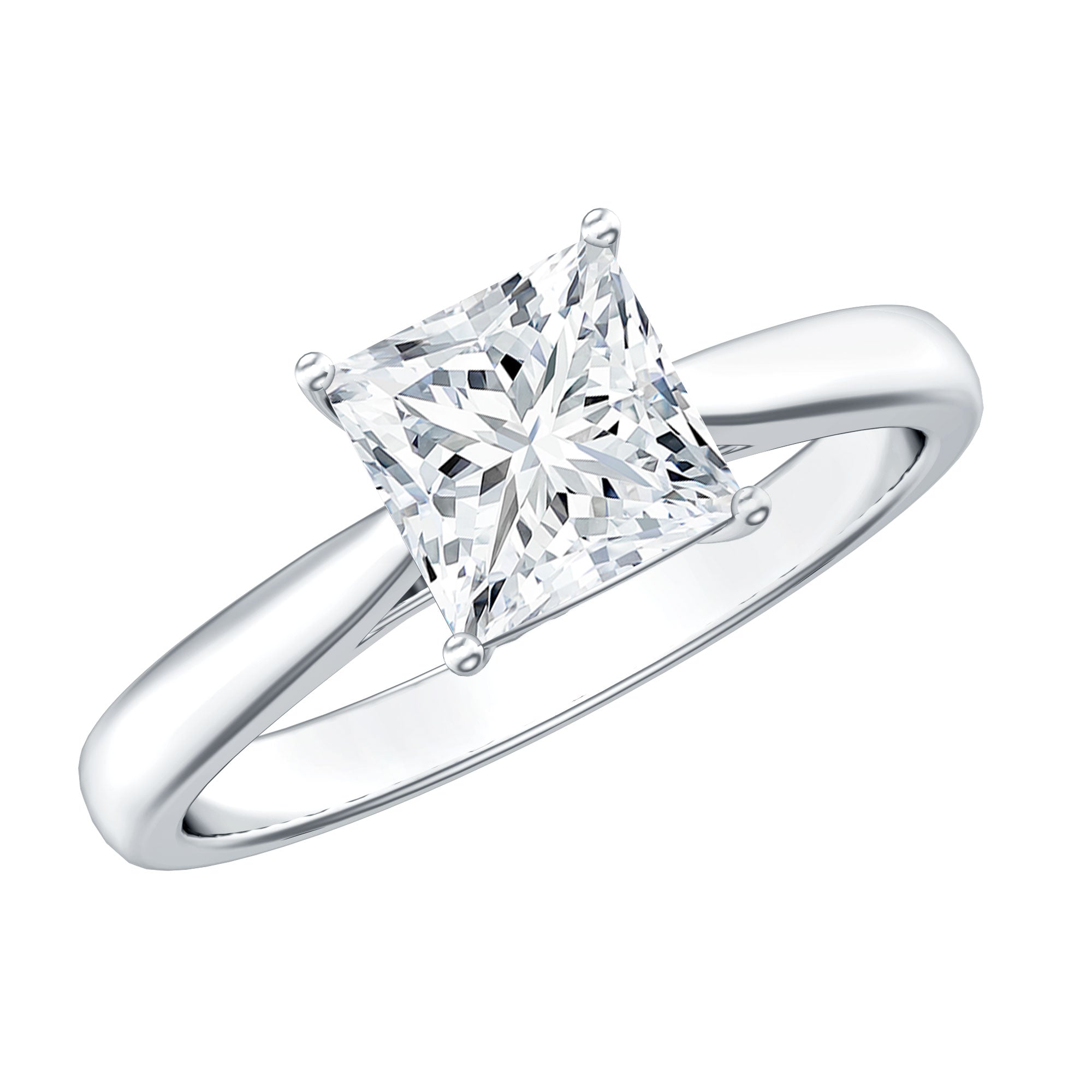 Princess Cut Moissanite Solitaire Engagement Ring D-VS1 - Rosec Jewels
