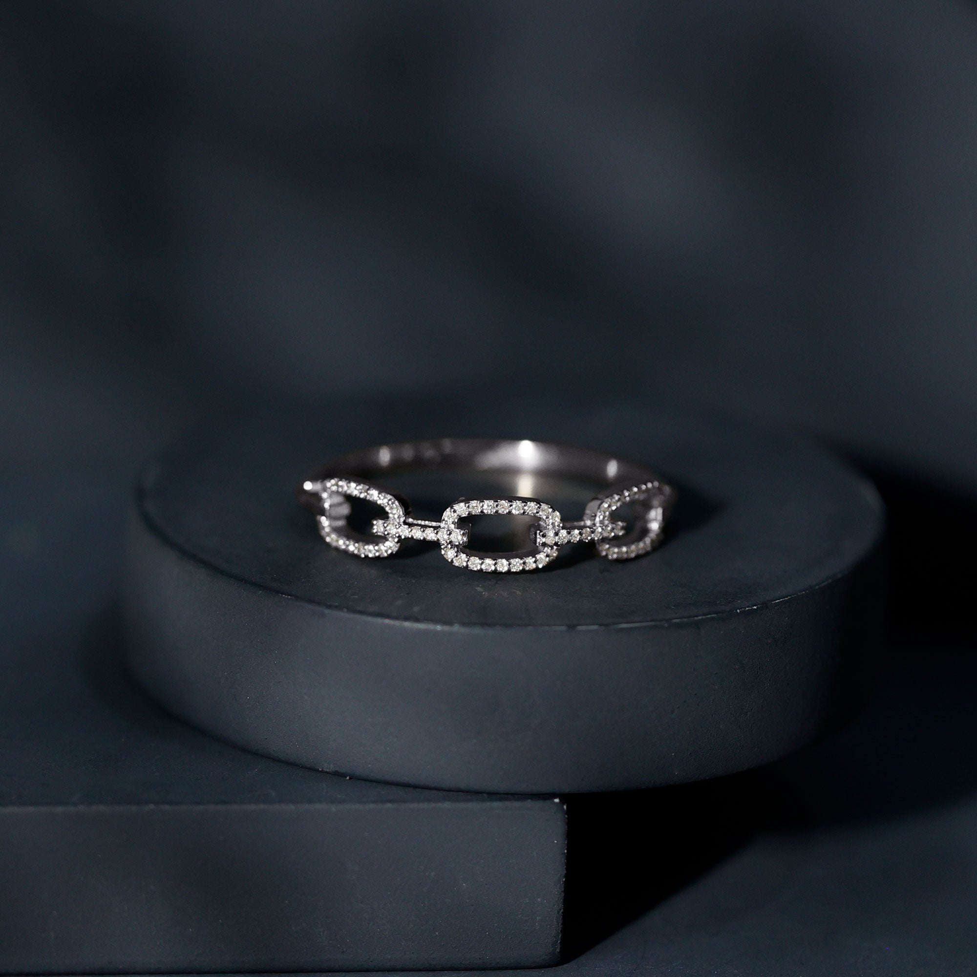 Certified Diamond Chain Link Ring in Prong Setting Natural - ( HI-SI ) - Rosec Jewels