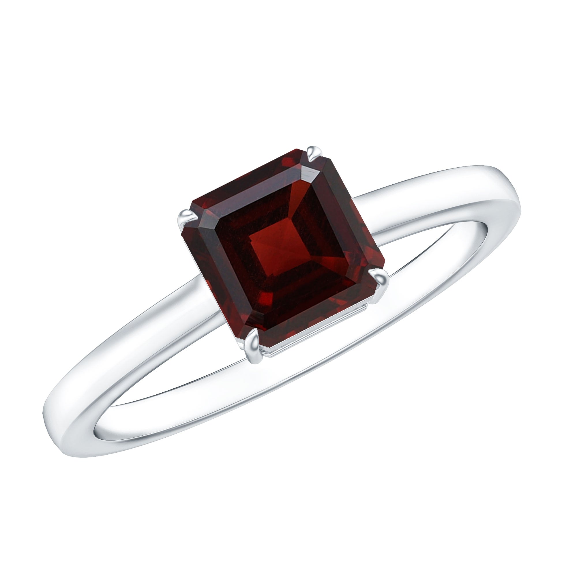 3.3 Carat Real Garnet Asscher Cut Engagement Ring with Certificate AAA - Rosec Jewels