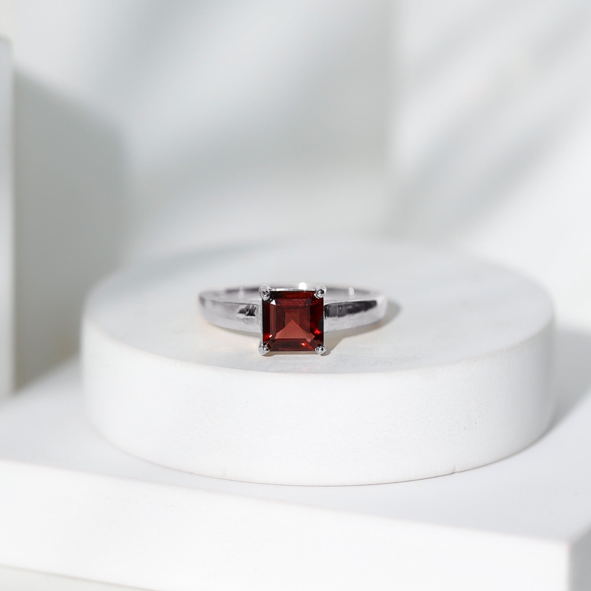 3.3 Carat Real Garnet Asscher Cut Engagement Ring with Certificate AAA - Rosec Jewels