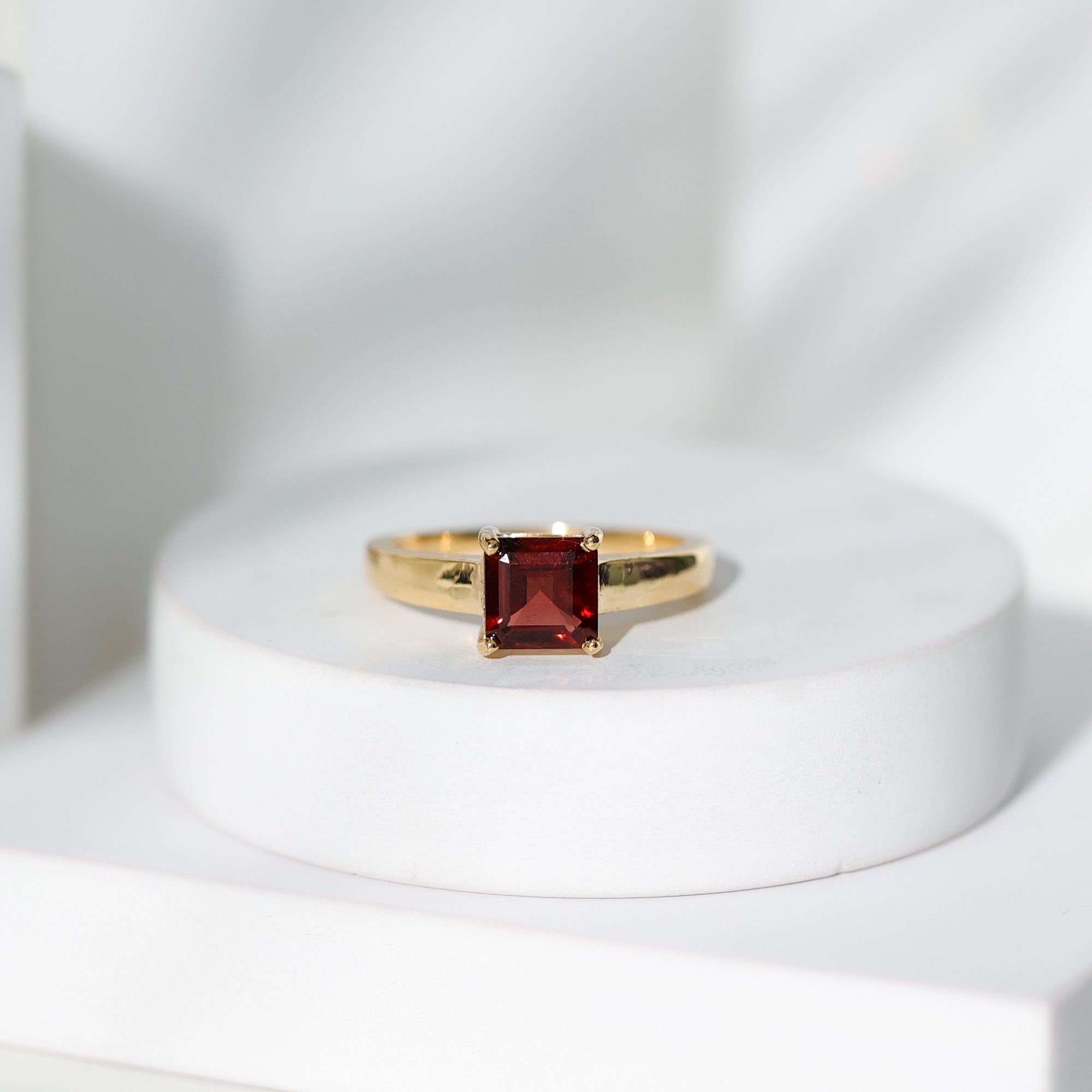3.3 Carat Real Garnet Asscher Cut Engagement Ring with Certificate AAA - Rosec Jewels