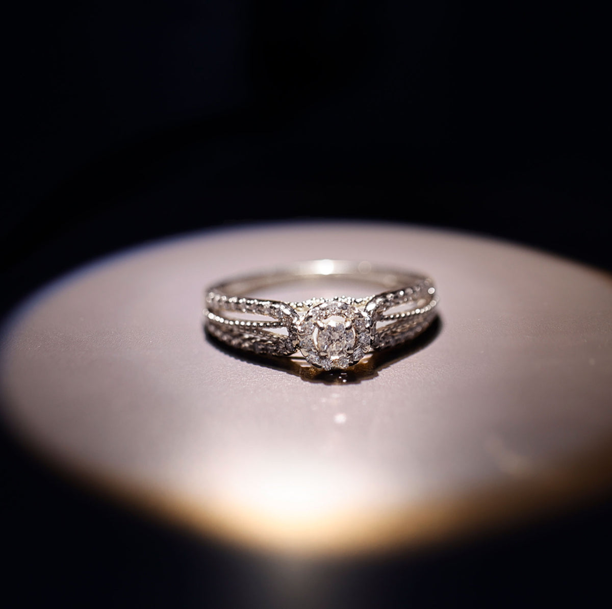 Real Diamond Designer Engagement Ring in Split Shank Natural - ( HI-SI ) - Rosec Jewels