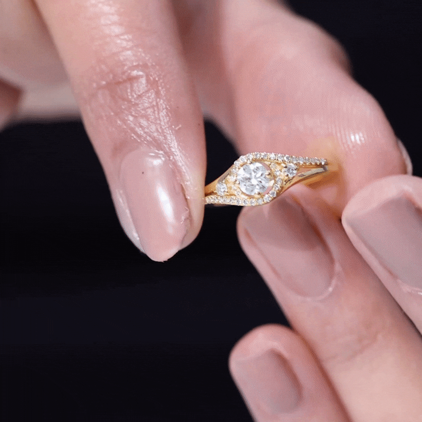 Certified Diamond Classic Engagement Ring in Split Shank Natural - ( HI-SI ) - Rosec Jewels