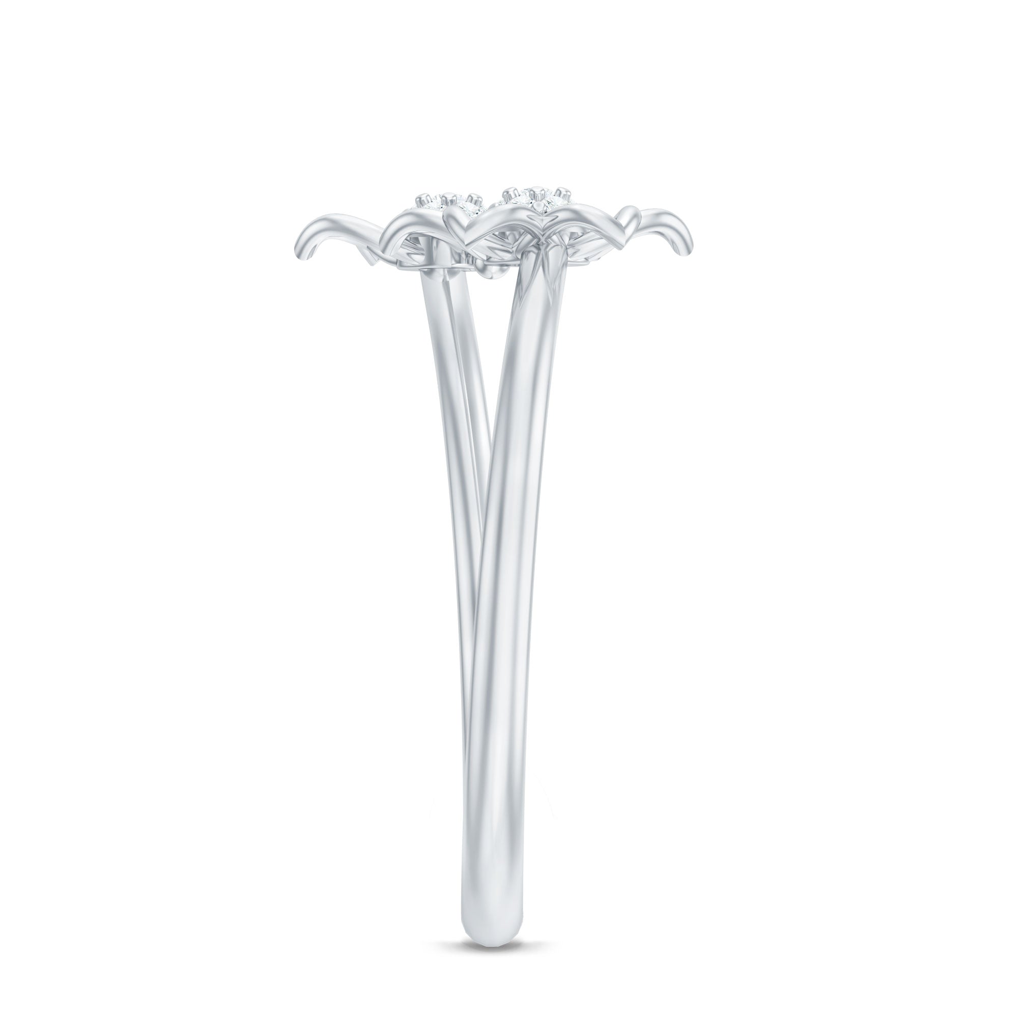 Brilliant Cut Diamond Flower Promise Ring Natural - ( HI-SI ) - Rosec Jewels