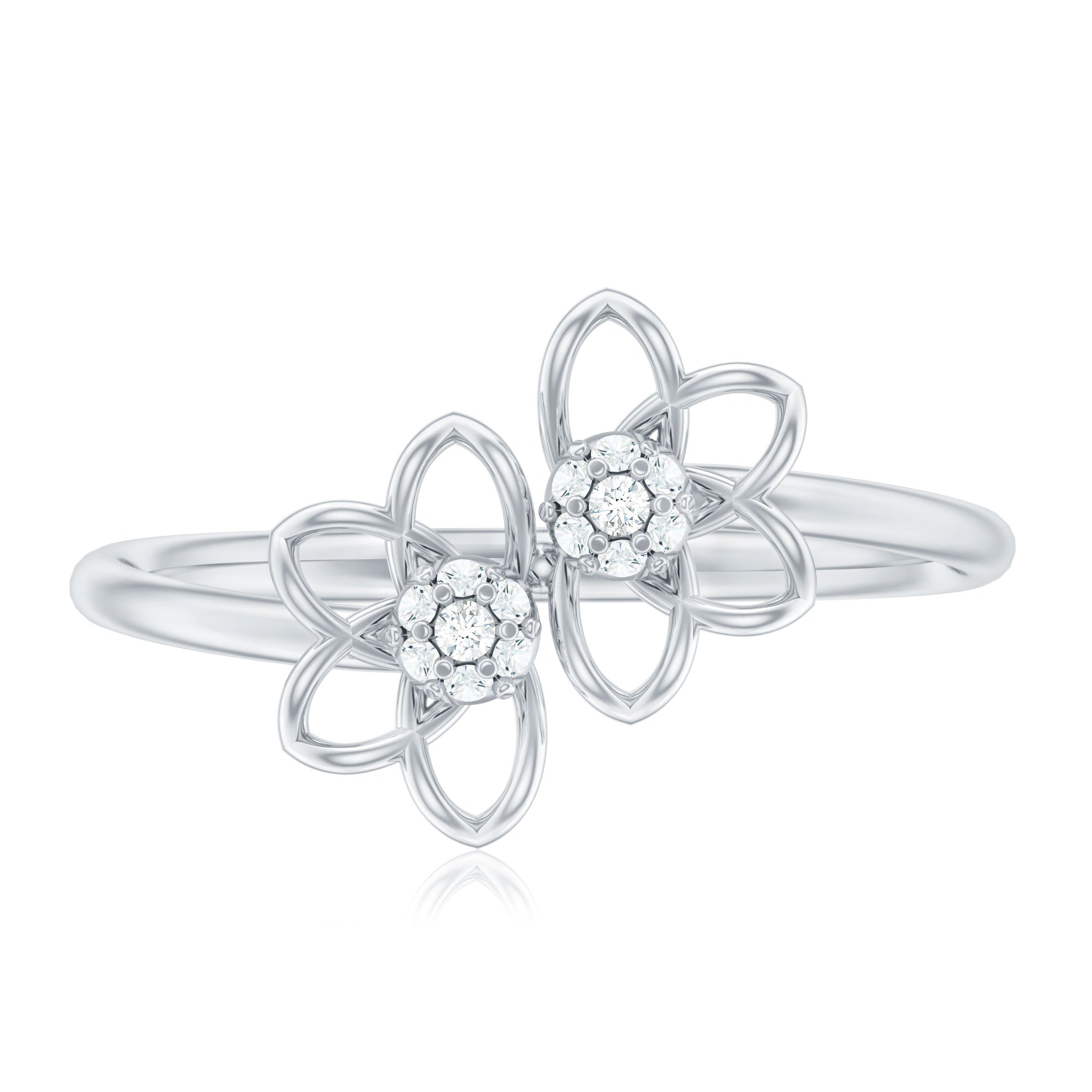 Brilliant Cut Diamond Flower Promise Ring Natural - ( HI-SI ) - Rosec Jewels