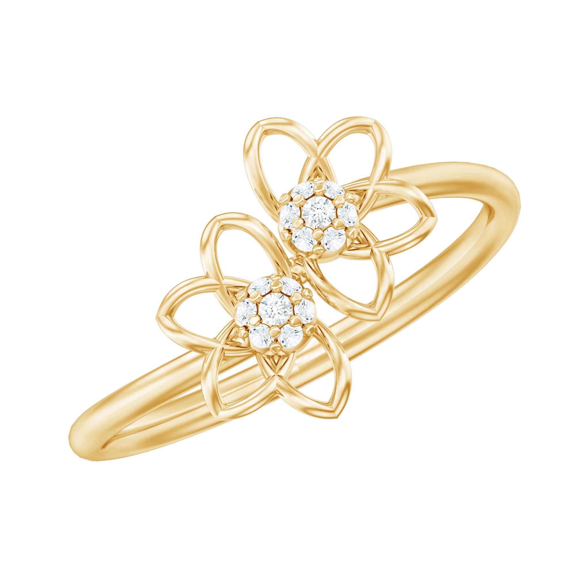Brilliant Cut Diamond Flower Promise Ring Natural - ( HI-SI ) - Rosec Jewels