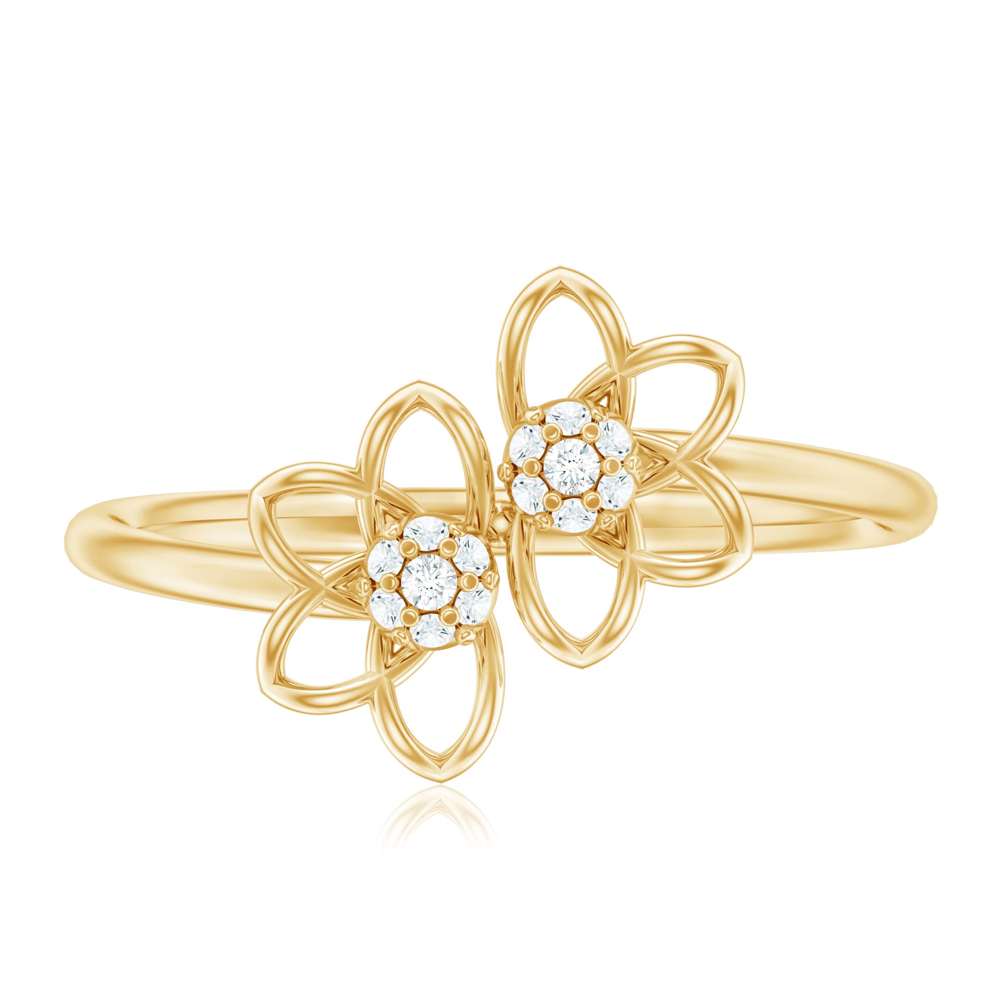 Brilliant Cut Diamond Flower Promise Ring Natural - ( HI-SI ) - Rosec Jewels