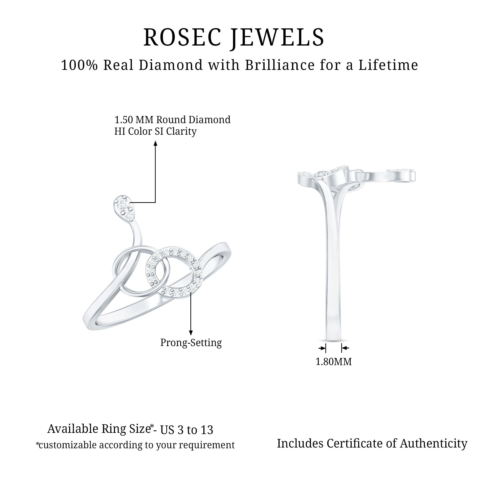 Rosec Jewels-Natural Diamond Minimalist Promise Ring for Her