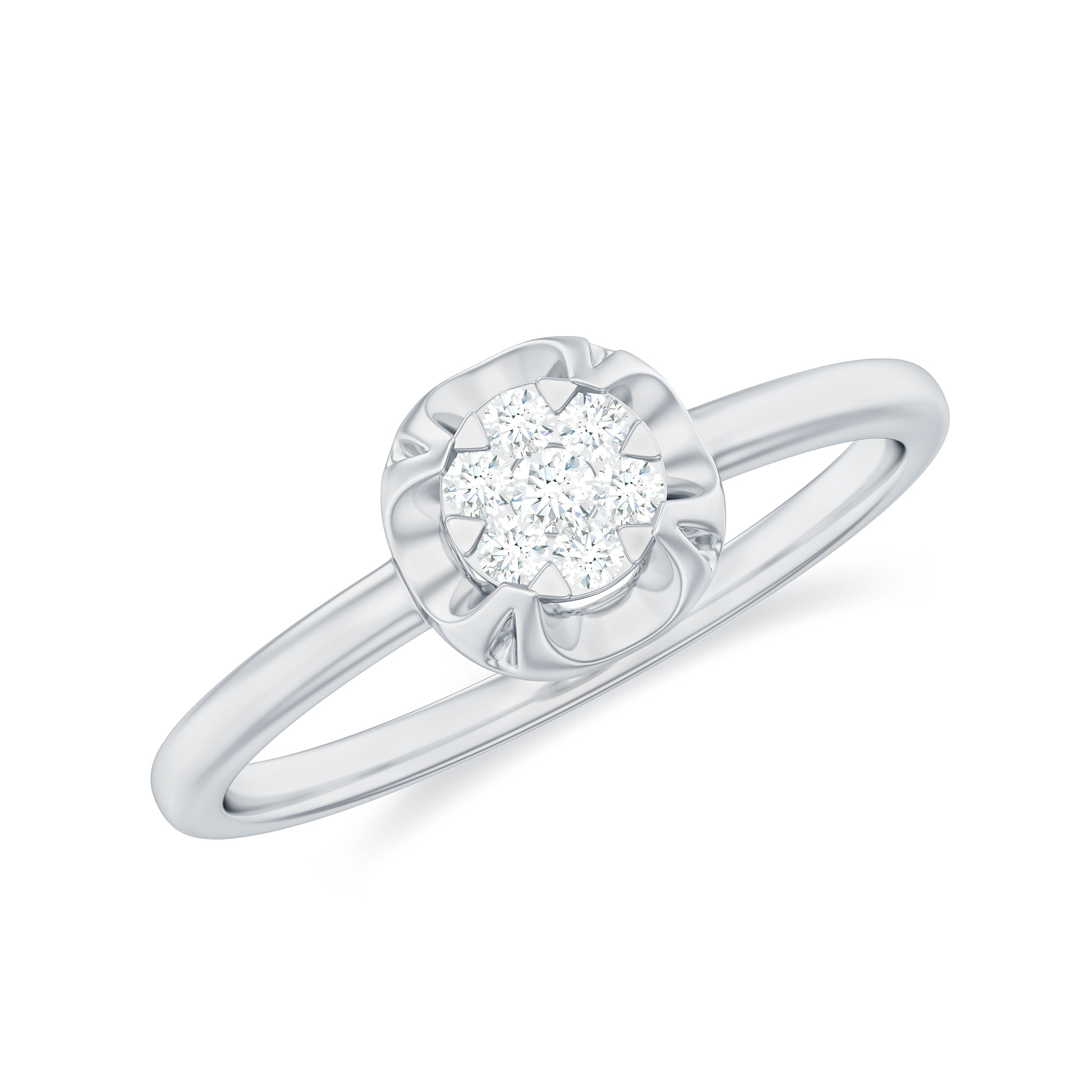 Rosec Jewels-Round Shape Diamond Ring in Illusion Setting