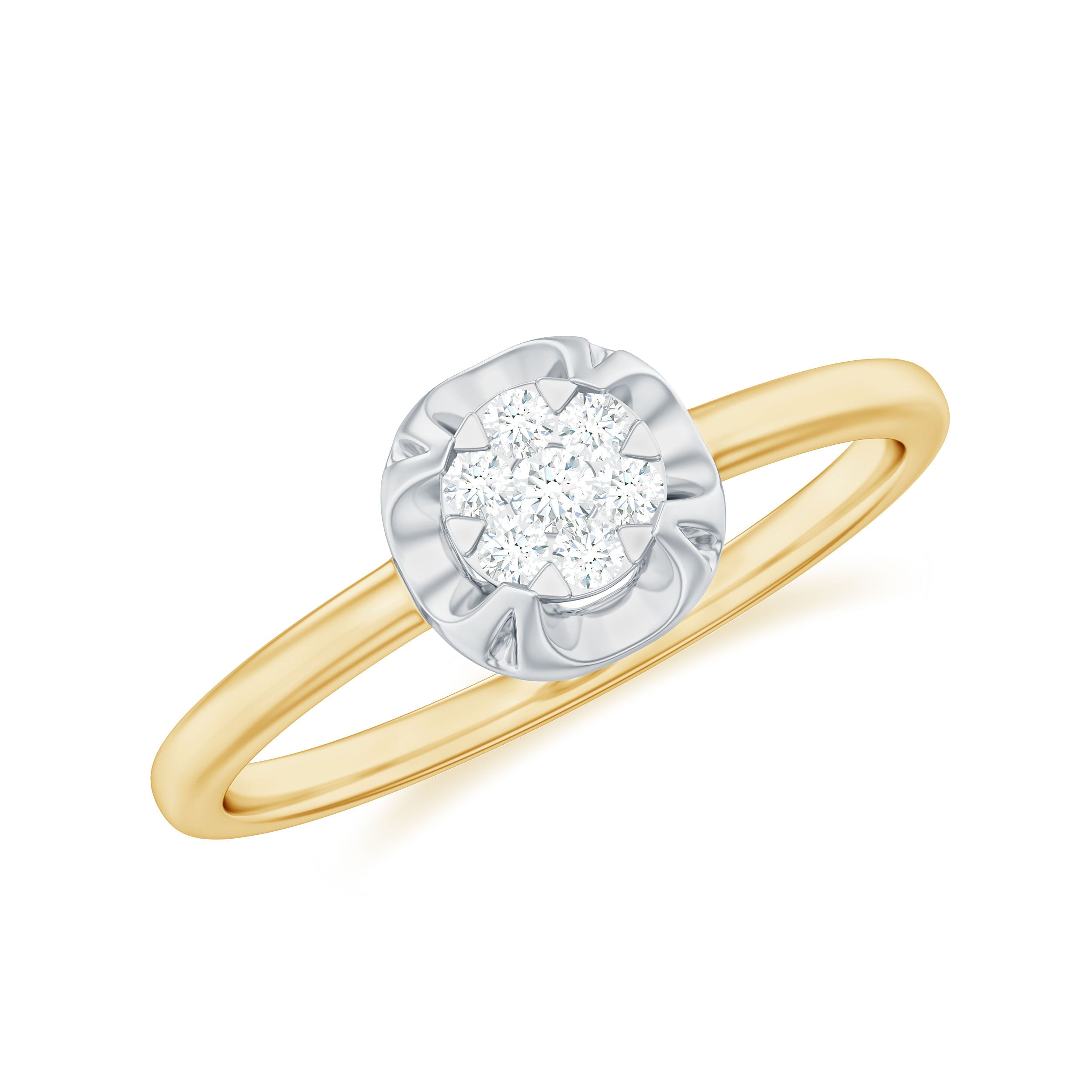 Round Shape Diamond Promise Ring in Illusion Setting Natural - ( HI-SI ) - Rosec Jewels
