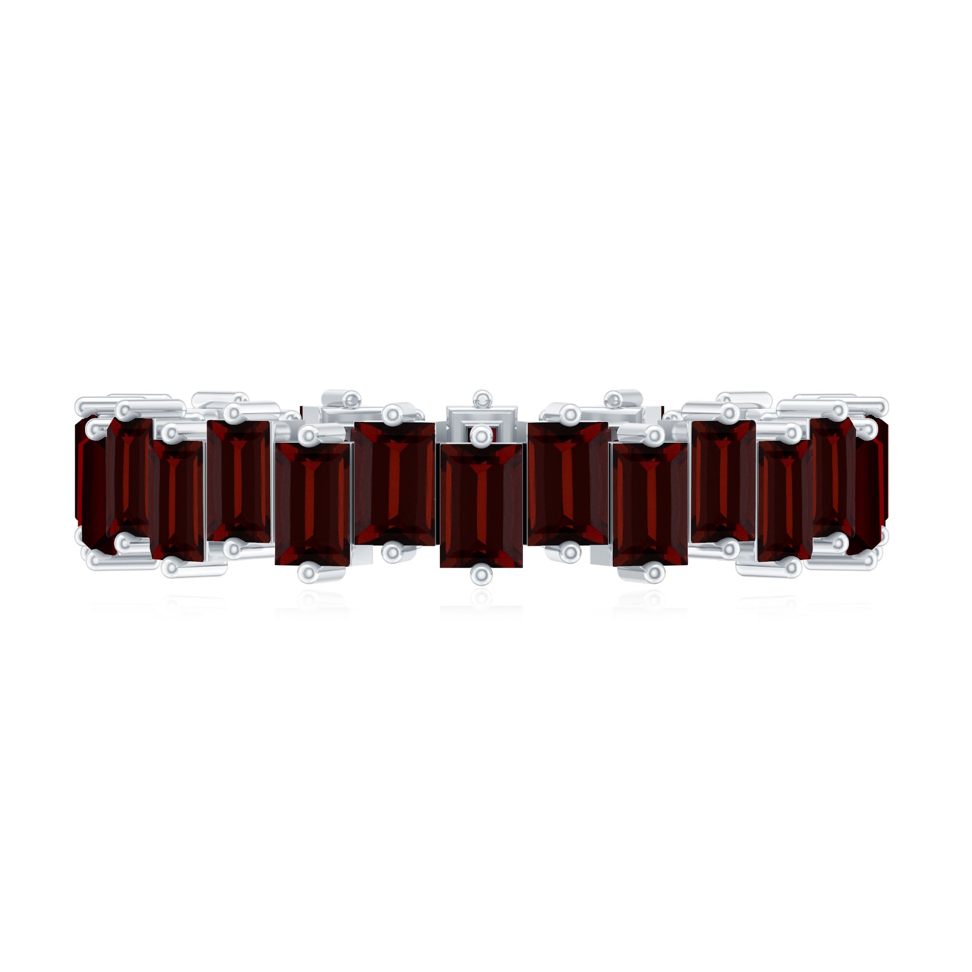 Real Garnet Baguette Eternity Ring with Certificate AAA - Rosec Jewels