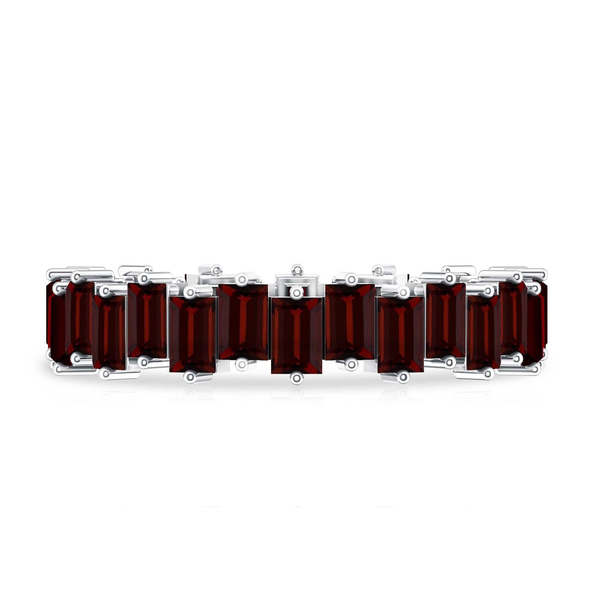 Real Garnet Baguette Eternity Ring with Certificate AAA - Rosec Jewels