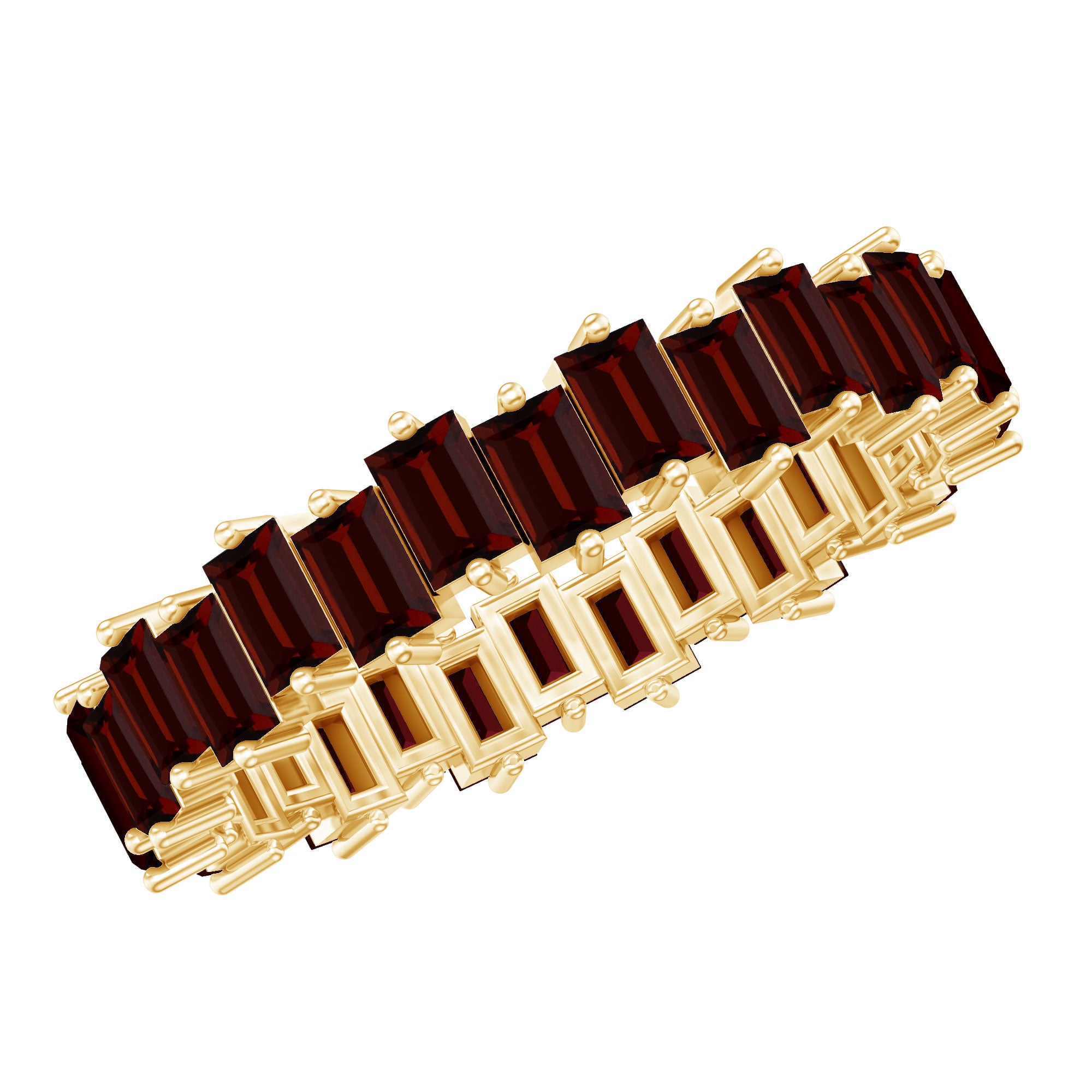 Real Garnet Baguette Eternity Ring with Certificate AAA - Rosec Jewels