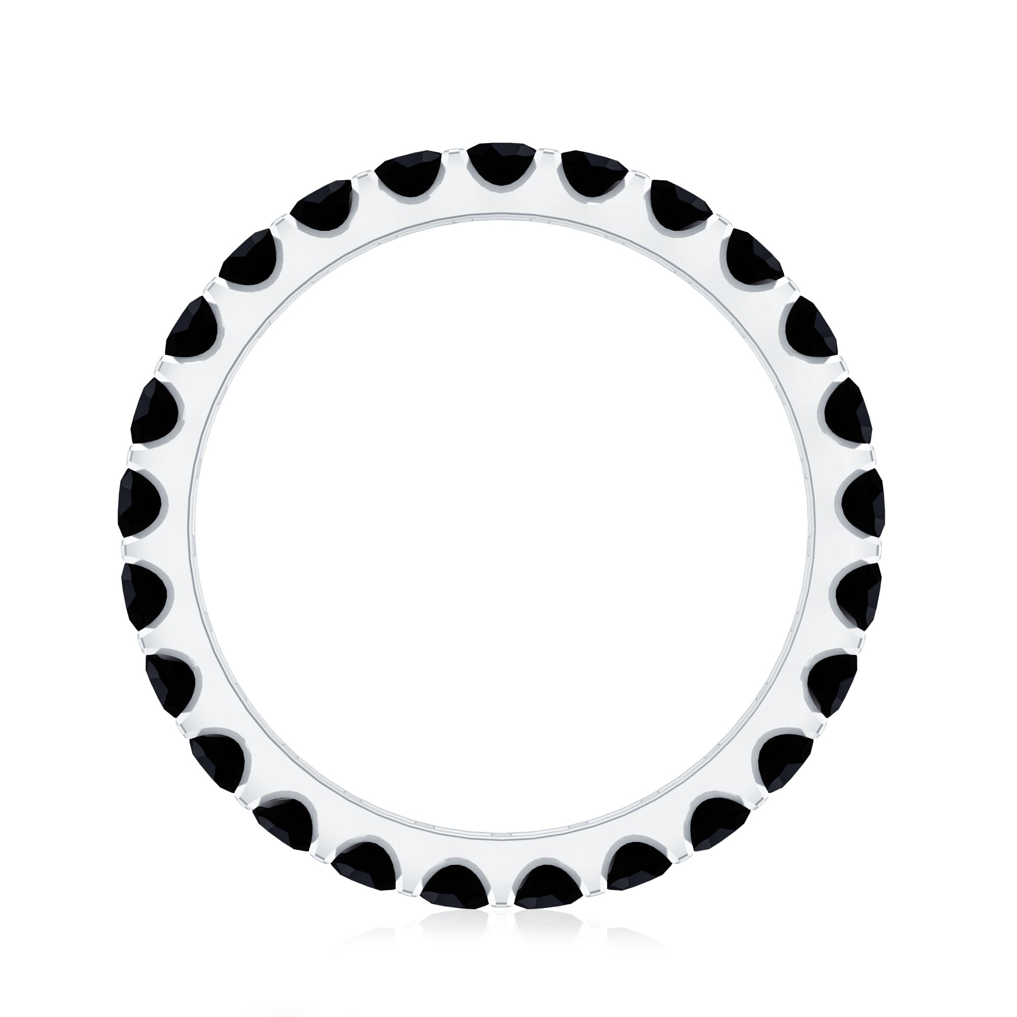 Certified Black Onyx Stackable Wedding Band for Women AAA - Rosec Jewels