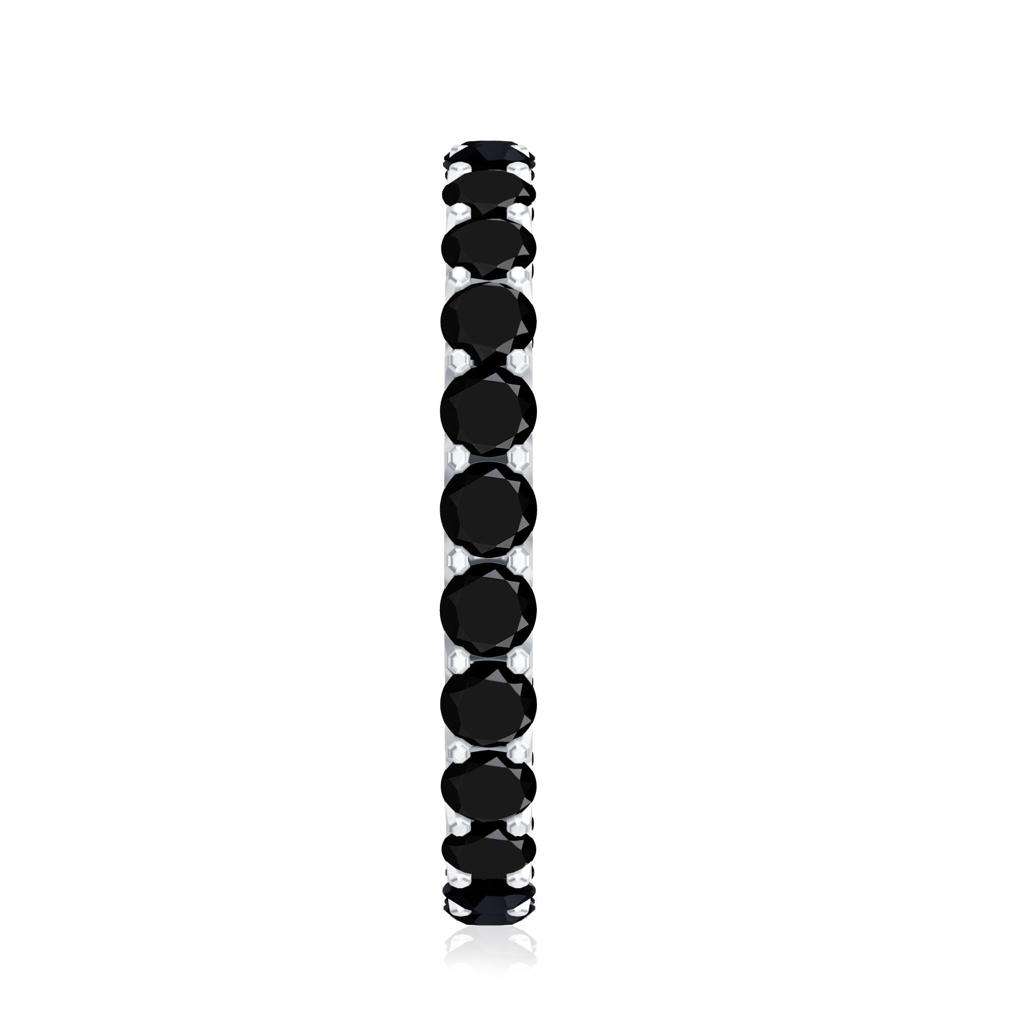 Certified Black Onyx Stackable Wedding Band for Women AAA - Rosec Jewels