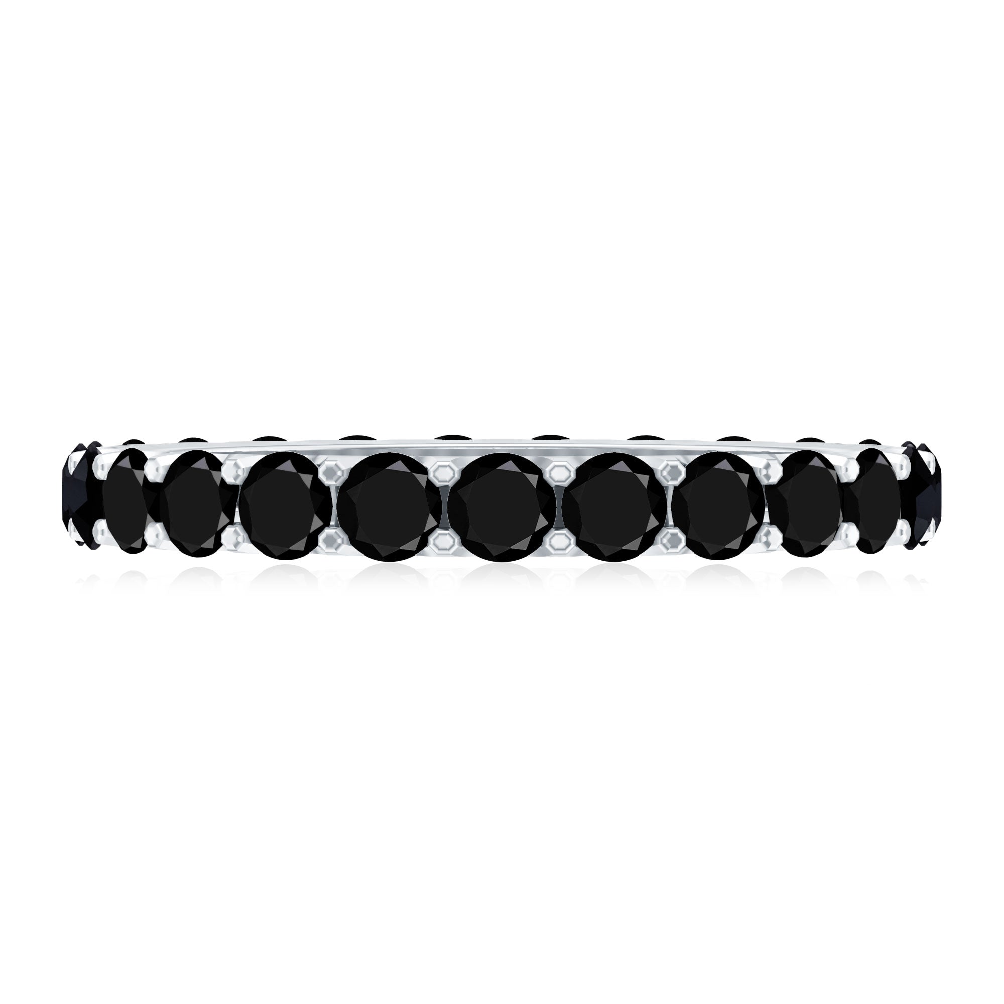 Certified Black Onyx Stackable Wedding Band for Women AAA - Rosec Jewels