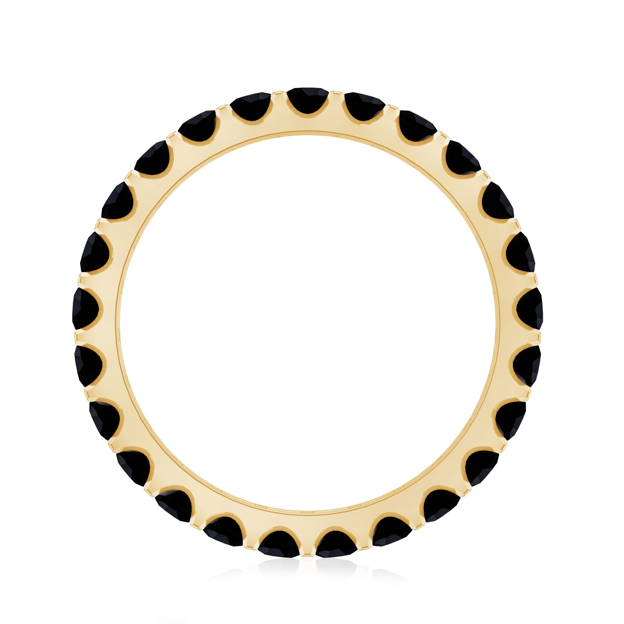 Certified Black Onyx Stackable Wedding Band for Women AAA - Rosec Jewels
