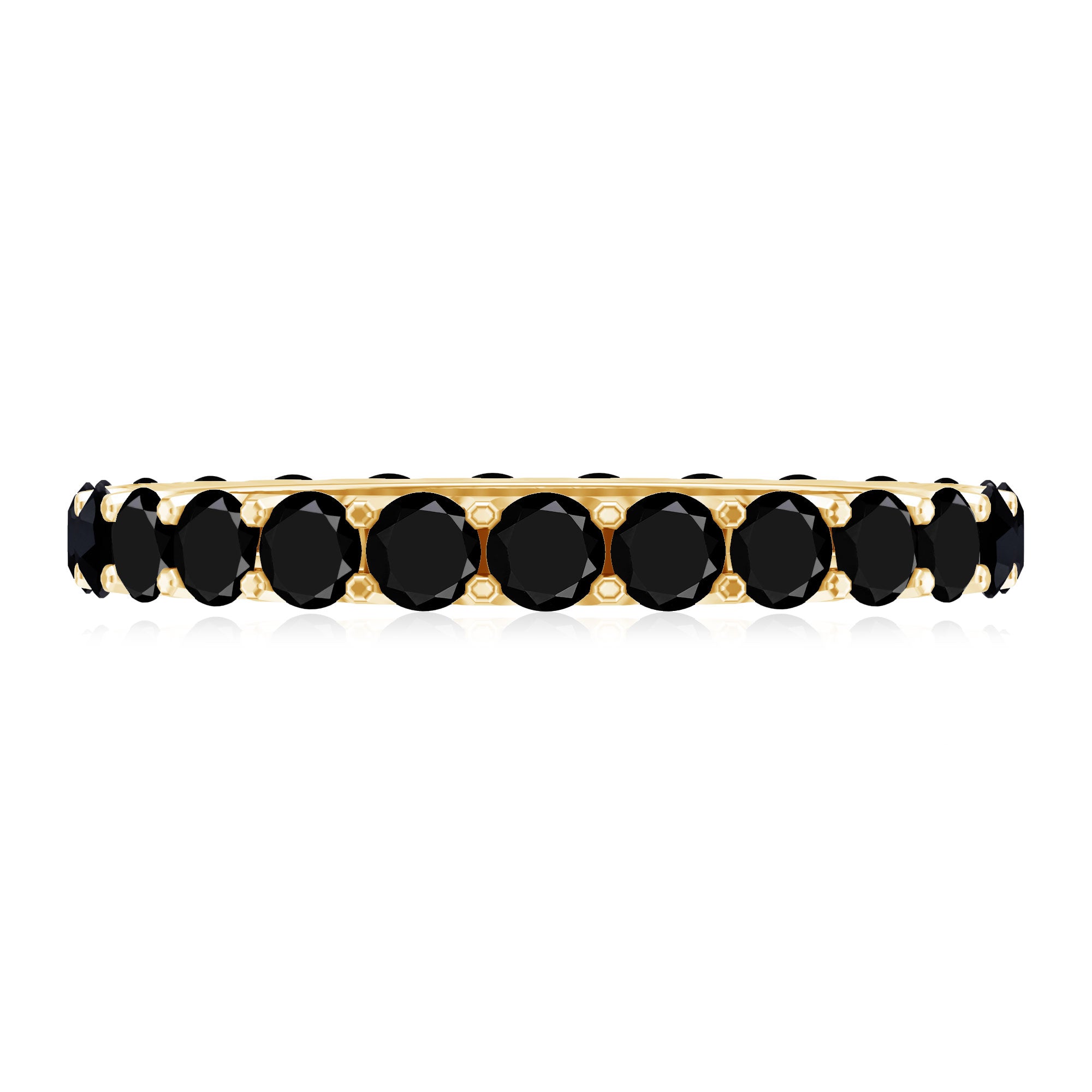 Certified Black Onyx Stackable Wedding Band for Women AAA - Rosec Jewels