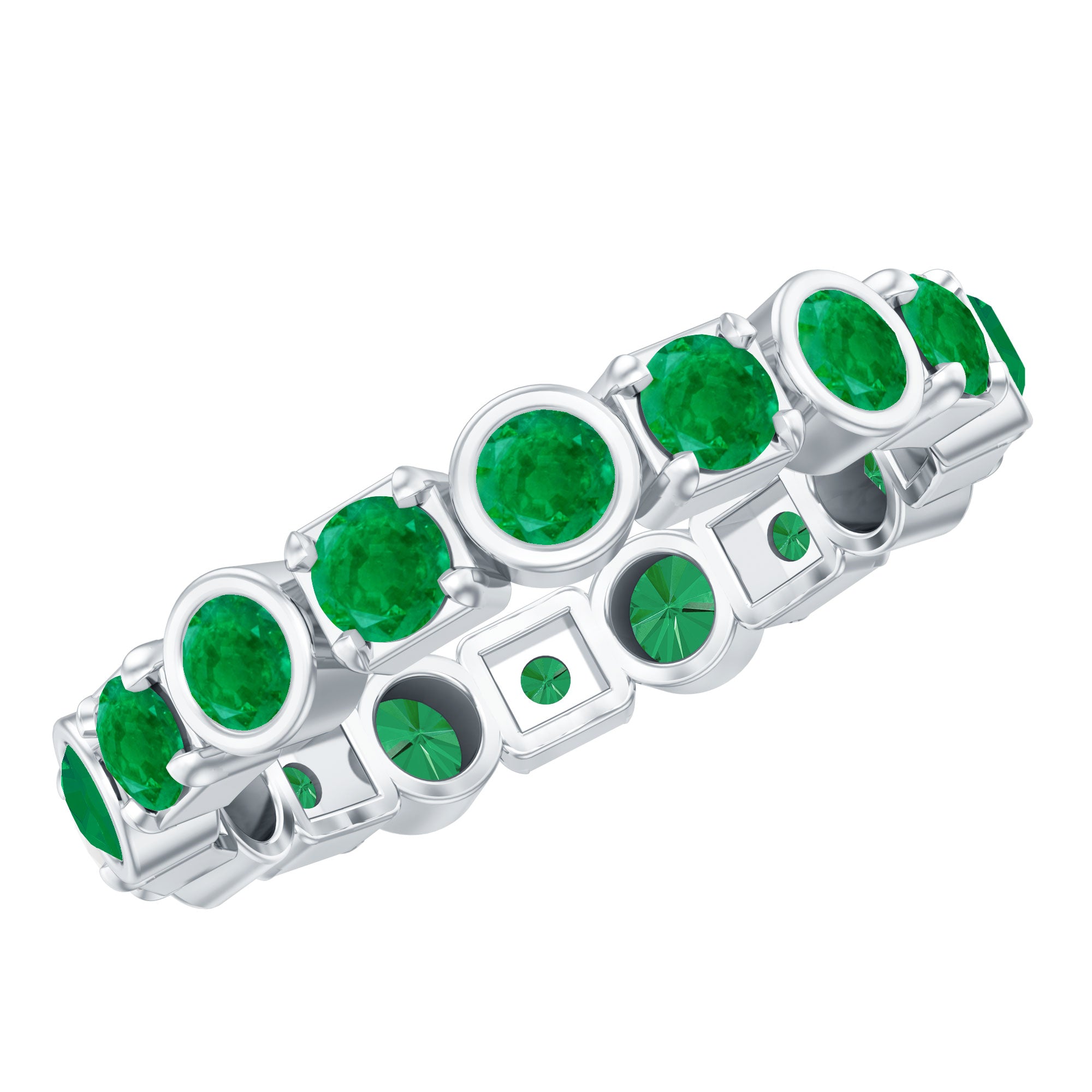 Real Emerald Eternity Wedding Band Ring for Women AAA - Rosec Jewels