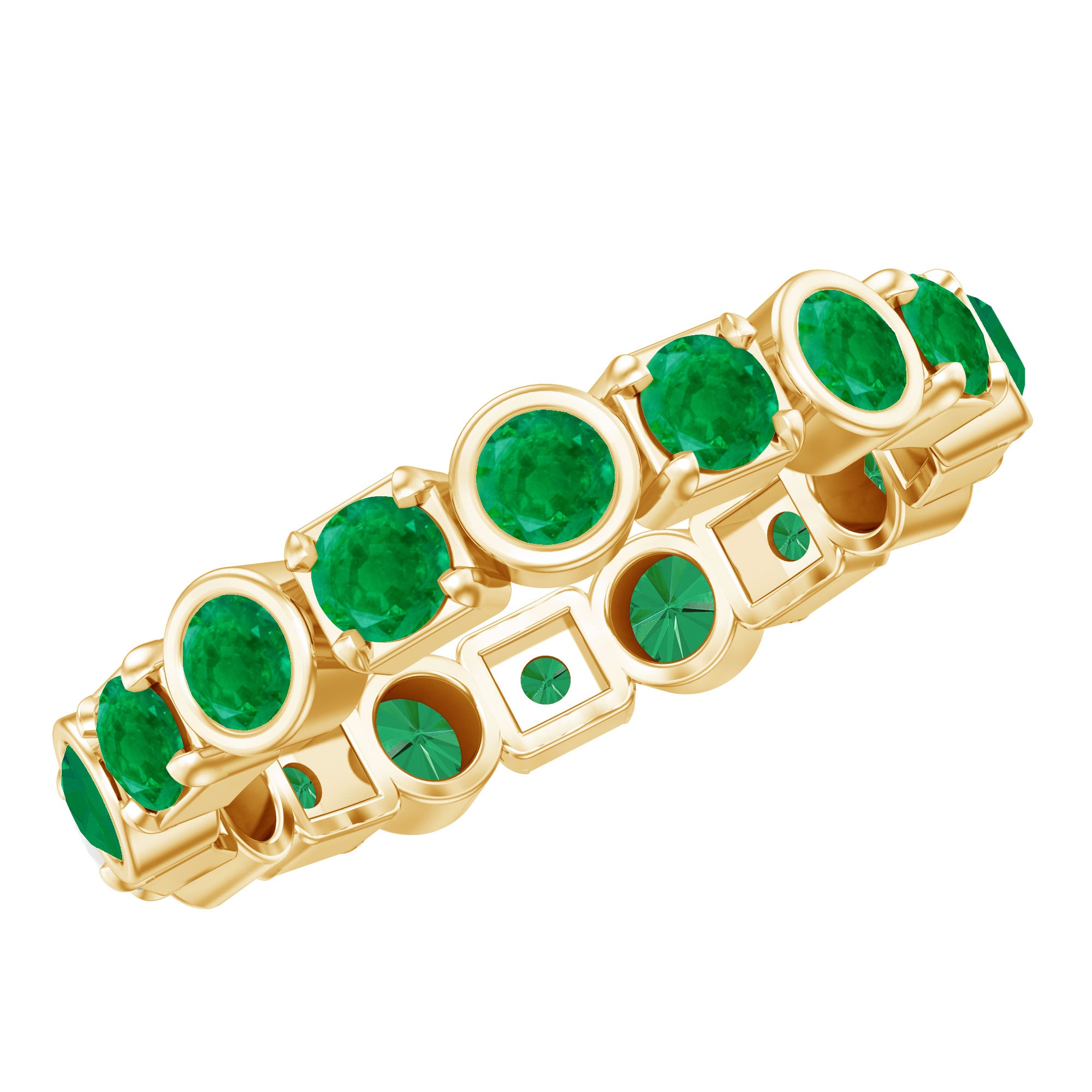 Real Emerald Eternity Wedding Band Ring for Women AAA - Rosec Jewels