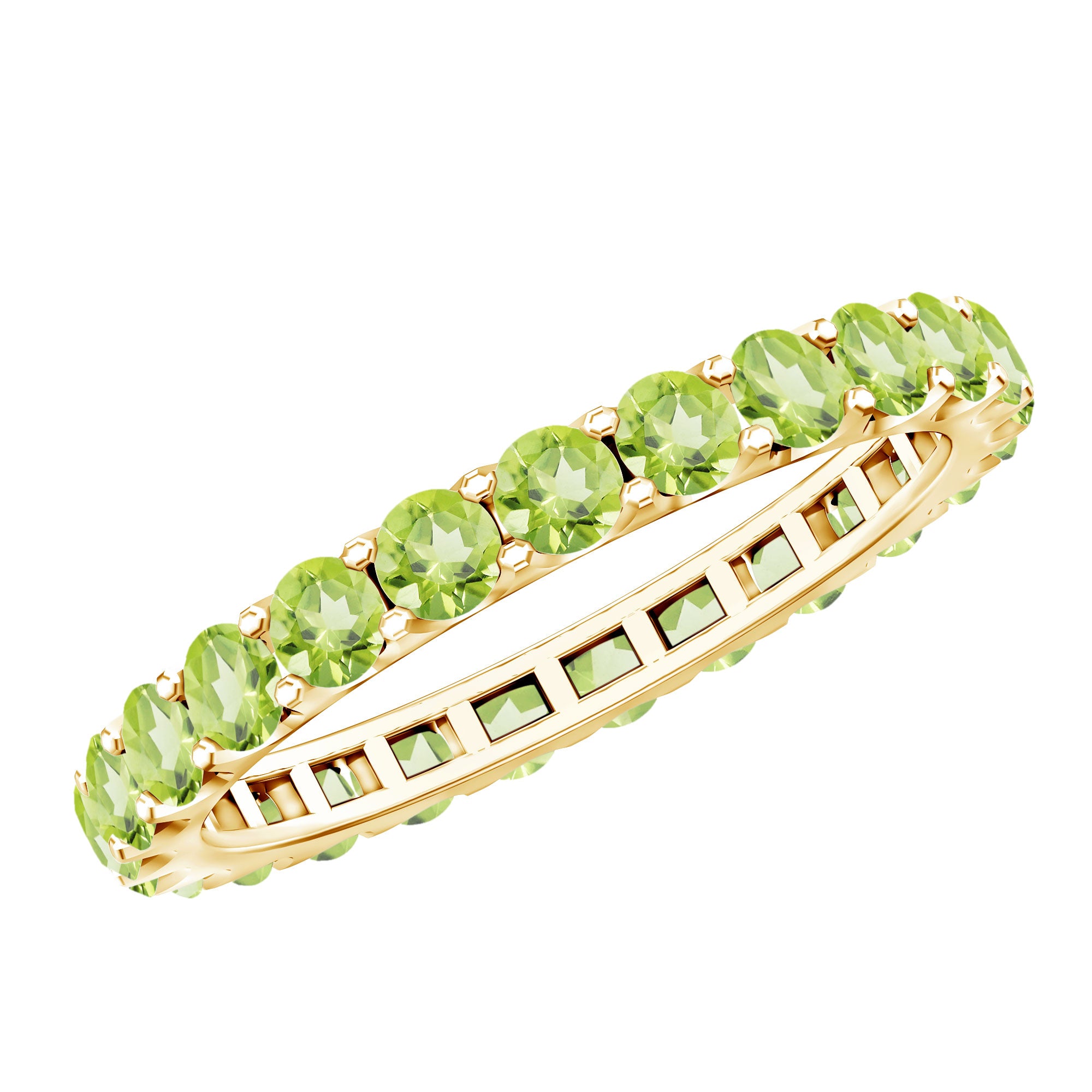 Natural Green Peridot Eternity Ring With Certificate AAA - Rosec Jewels