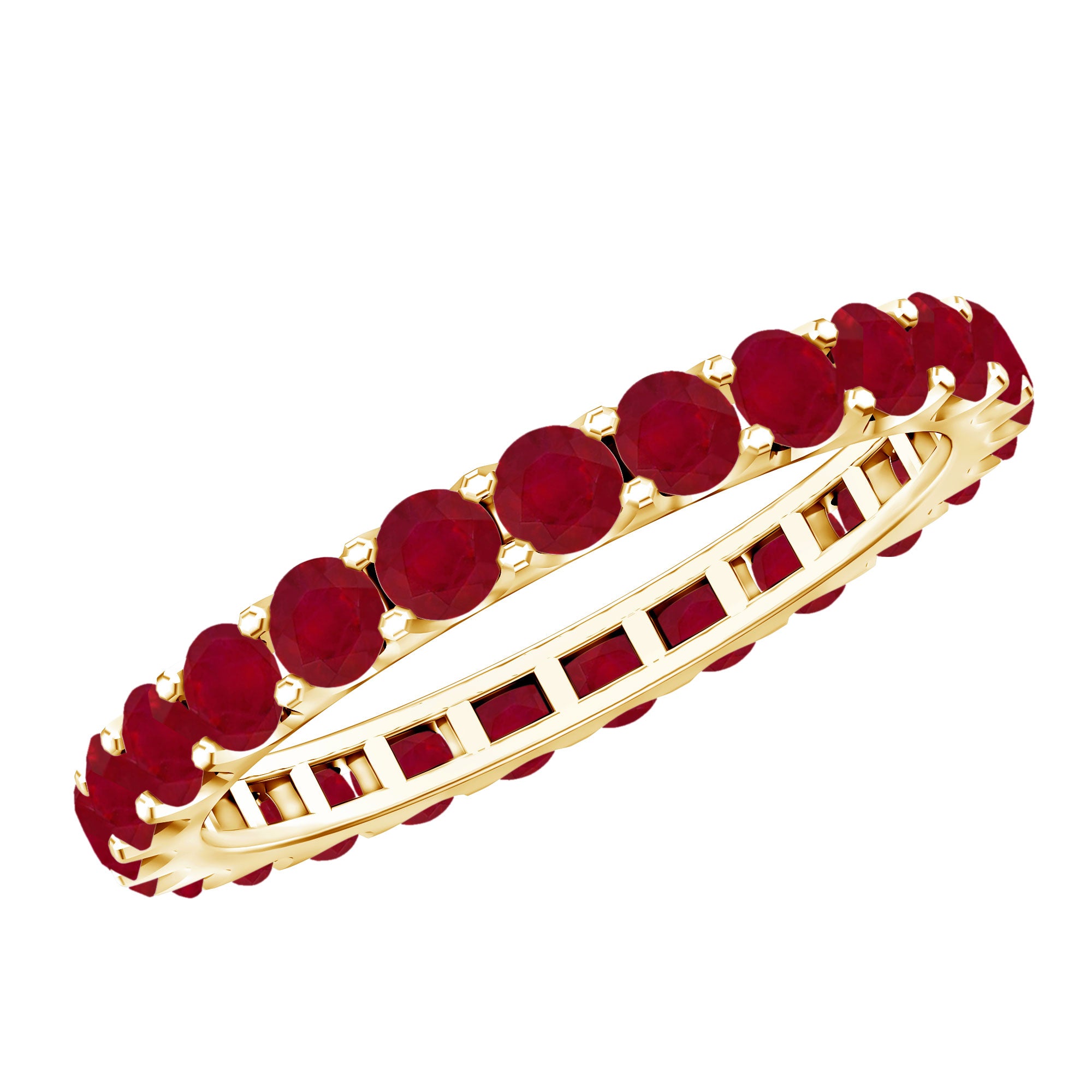 Natural Ruby Eternity Stackable Ring for Women AAA - Rosec Jewels