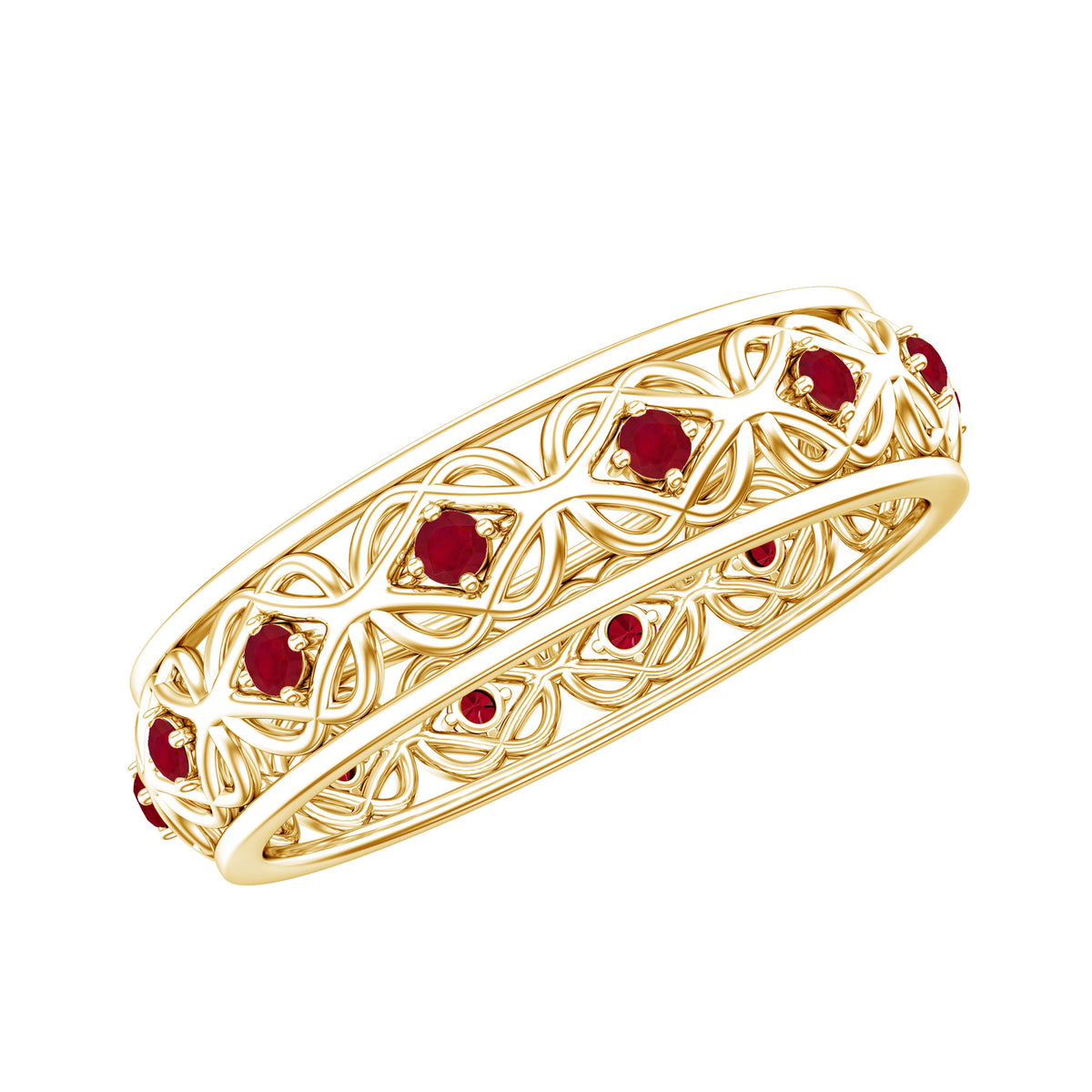 Natural Ruby Celtic Knot Wedding Band for Women AAA - Rosec Jewels