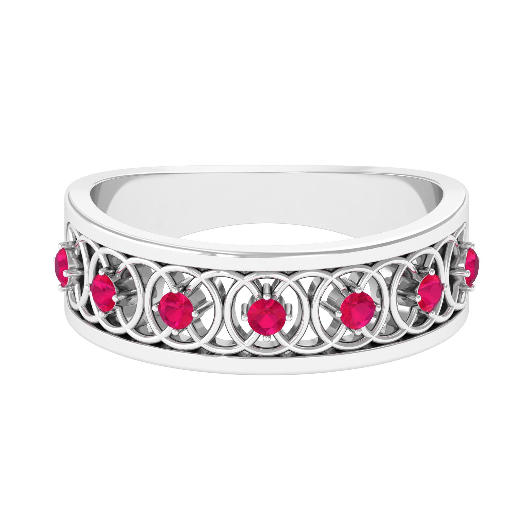 Rosec Jewels-Vintage Inspired Ruby Half Eternity Anniversary Band Ring