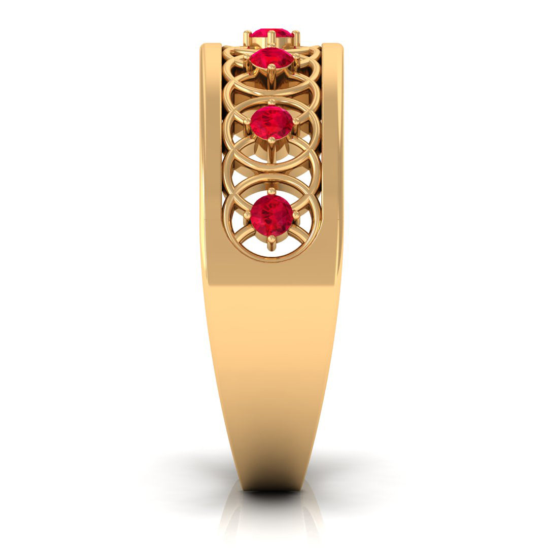 Rosec Jewels-Vintage Inspired Ruby Half Eternity Anniversary Band Ring