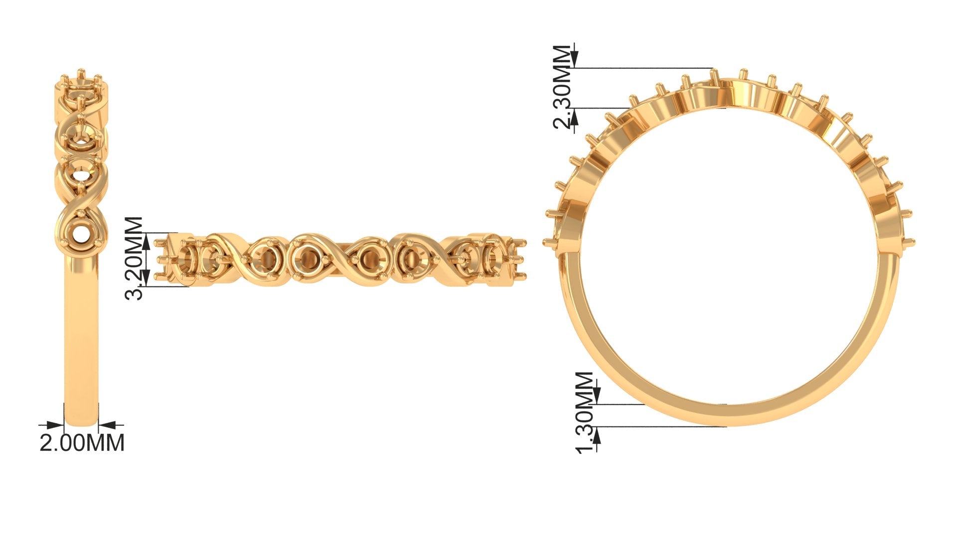 Rosec Jewels-Natural Diamond Half Eternity Infinity Ring for Valentines