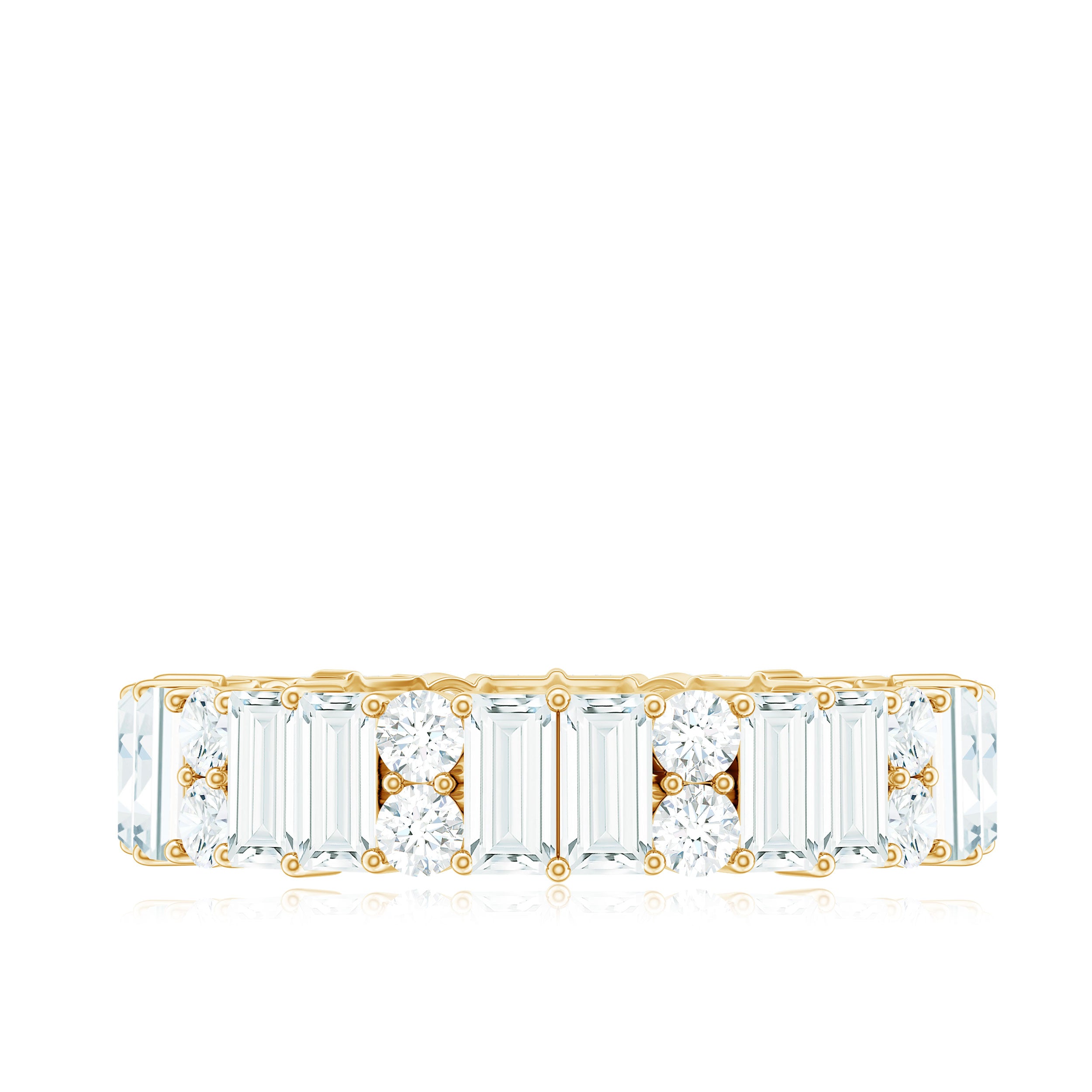 Round and Baguette Cut Moissanite Eternity Wedding Band D-VS1 - Rosec Jewels
