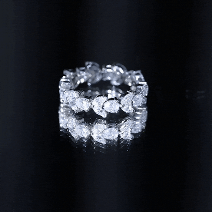Certified Moissanite Leaf Eternity Band Ring for Women D-VS1 - Rosec Jewels