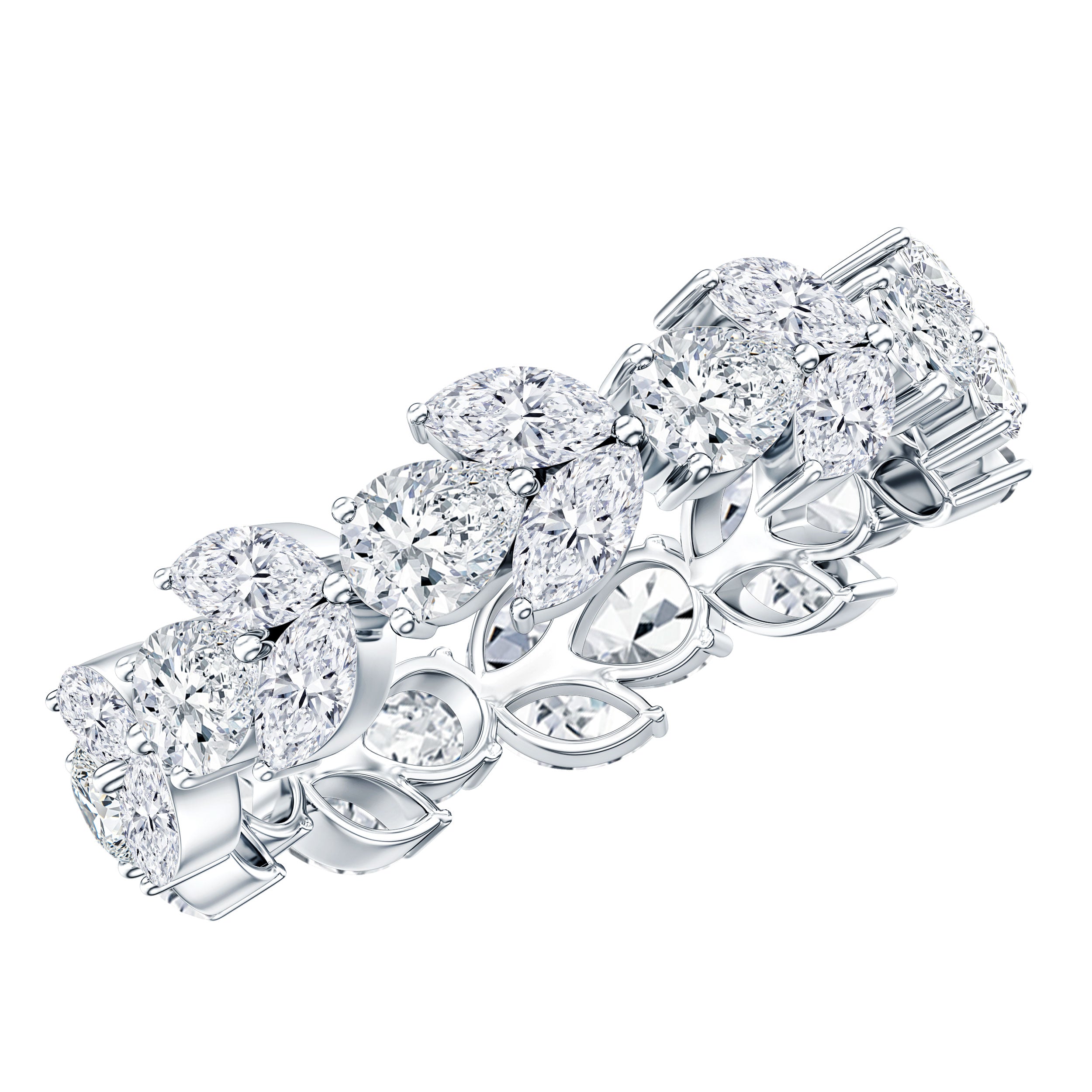 Certified Moissanite Leaf Eternity Band Ring for Women D-VS1 - Rosec Jewels