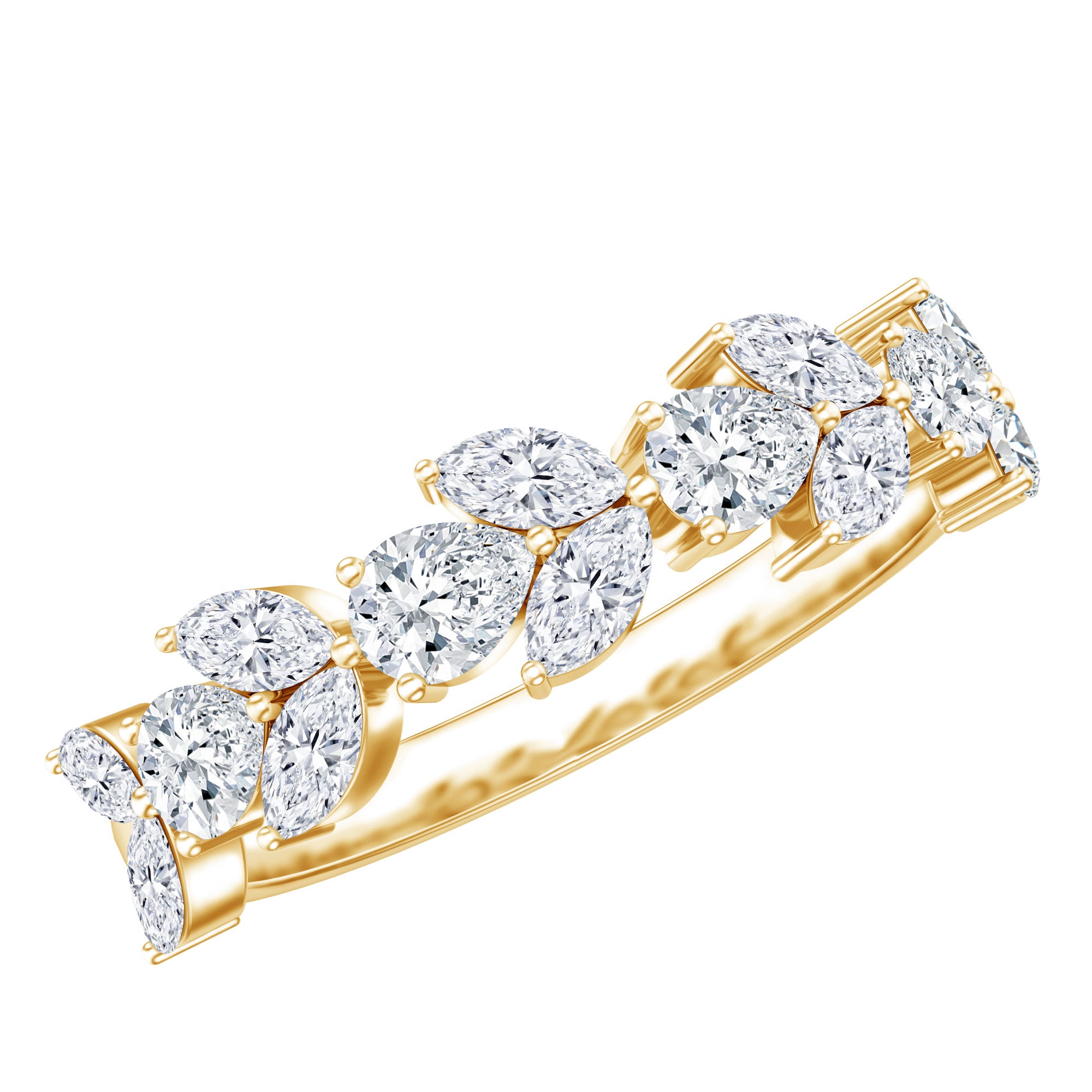 Certified Moissanite Wedding Band in Yellow Gold Plated Silver D-VS1 14K Yellow Gold Plated Silver - Rosec Jewels
