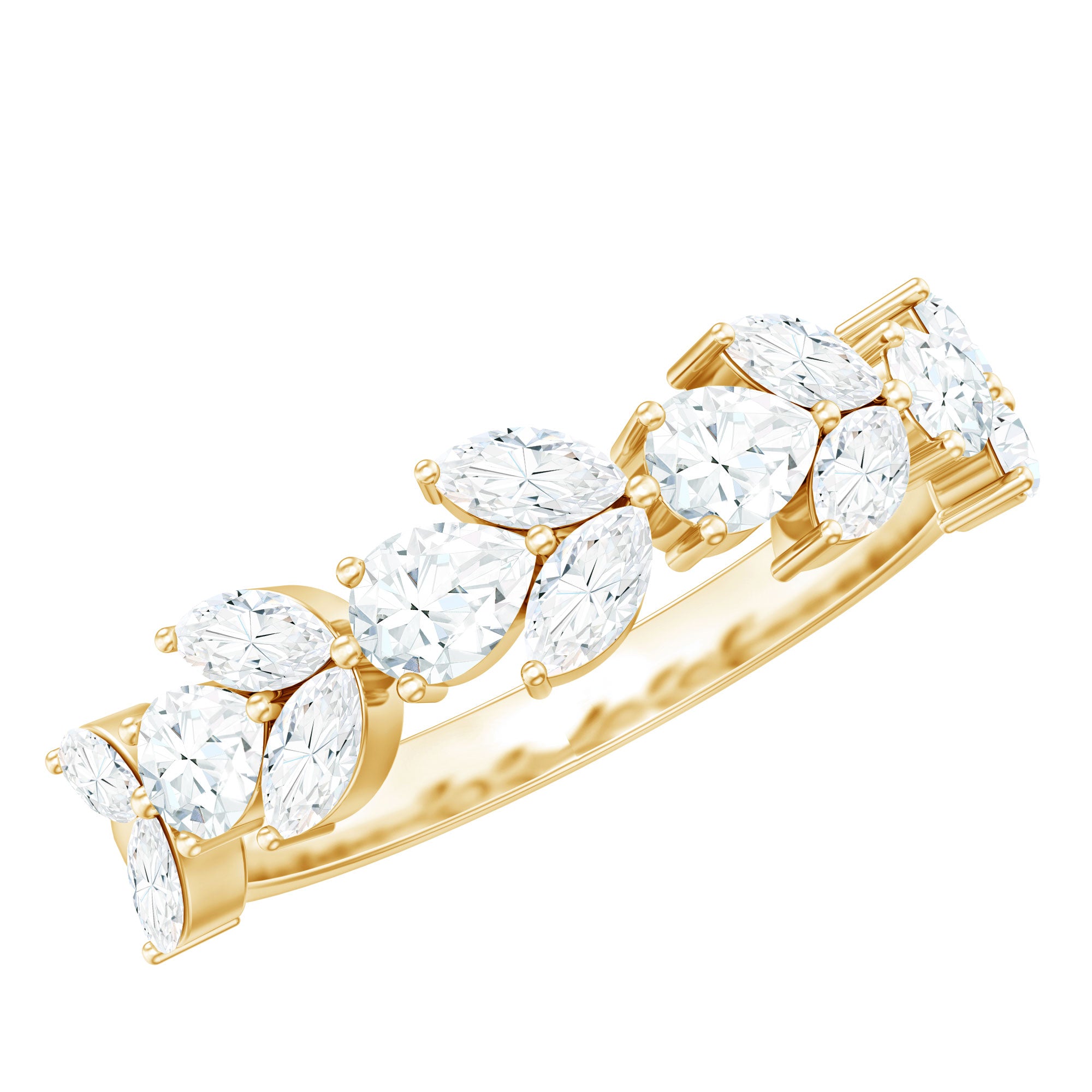 Moissanite Wedding Band in Yellow Gold Plated Silver