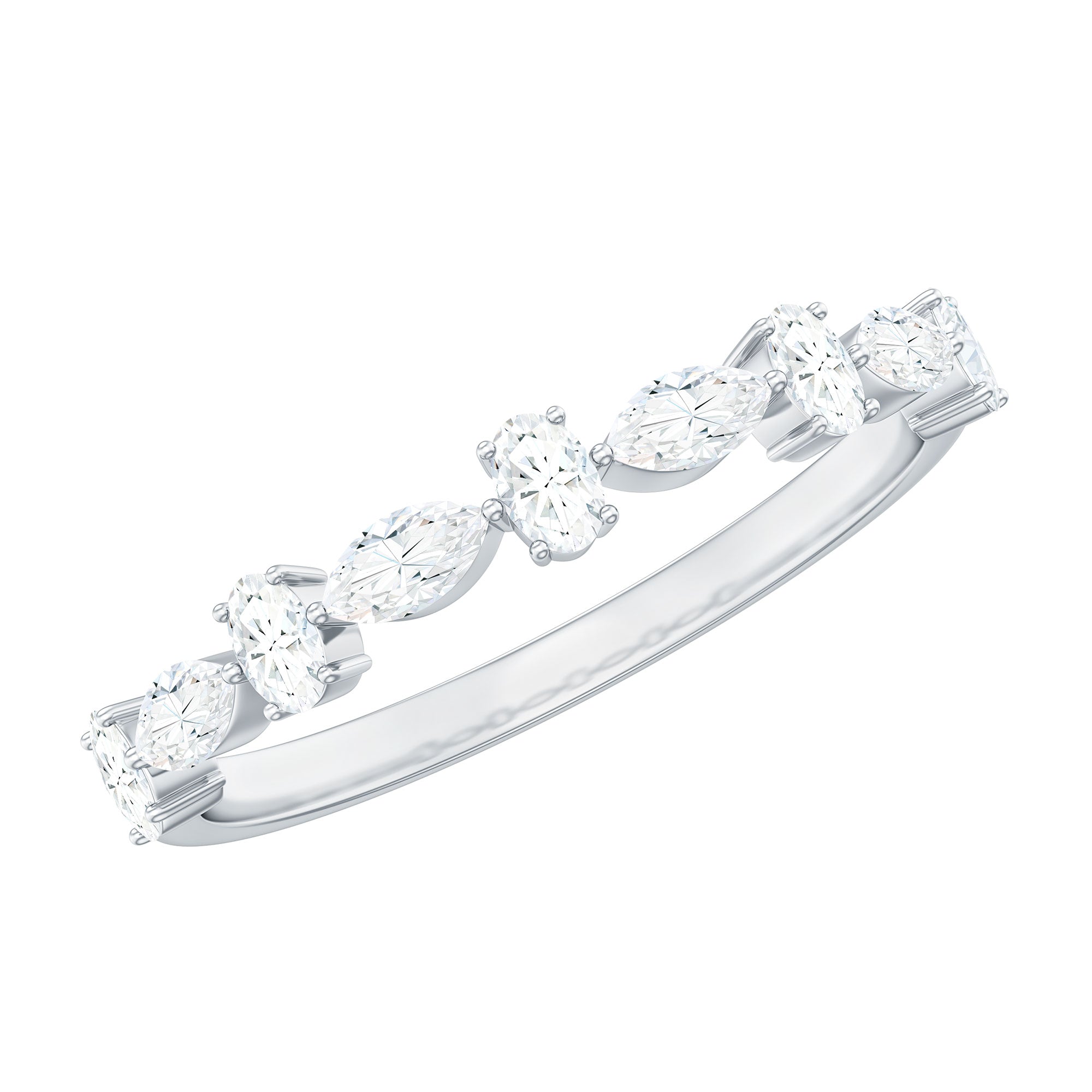 Marquise and Oval Shape Moissanite Half Eternity Ring D-VS1 - Rosec Jewels