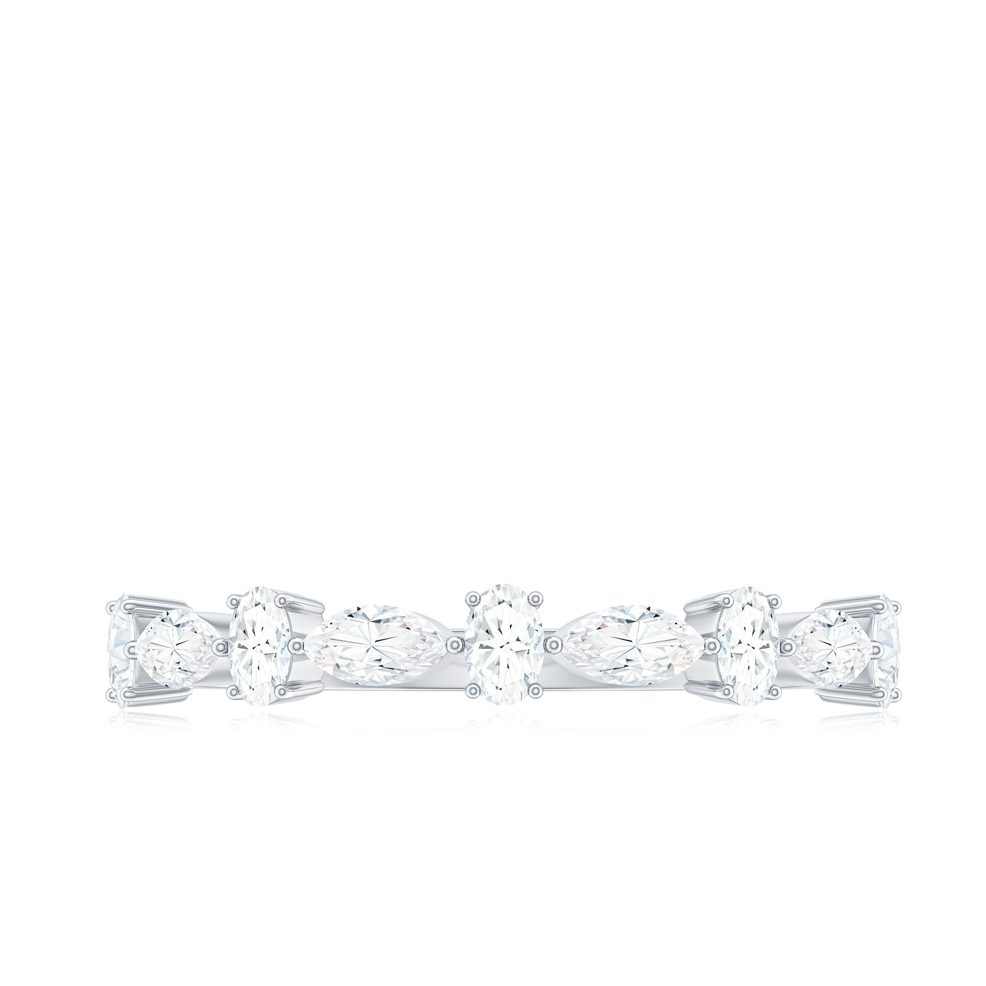 Marquise and Oval Shape Moissanite Half Eternity Ring D-VS1 - Rosec Jewels