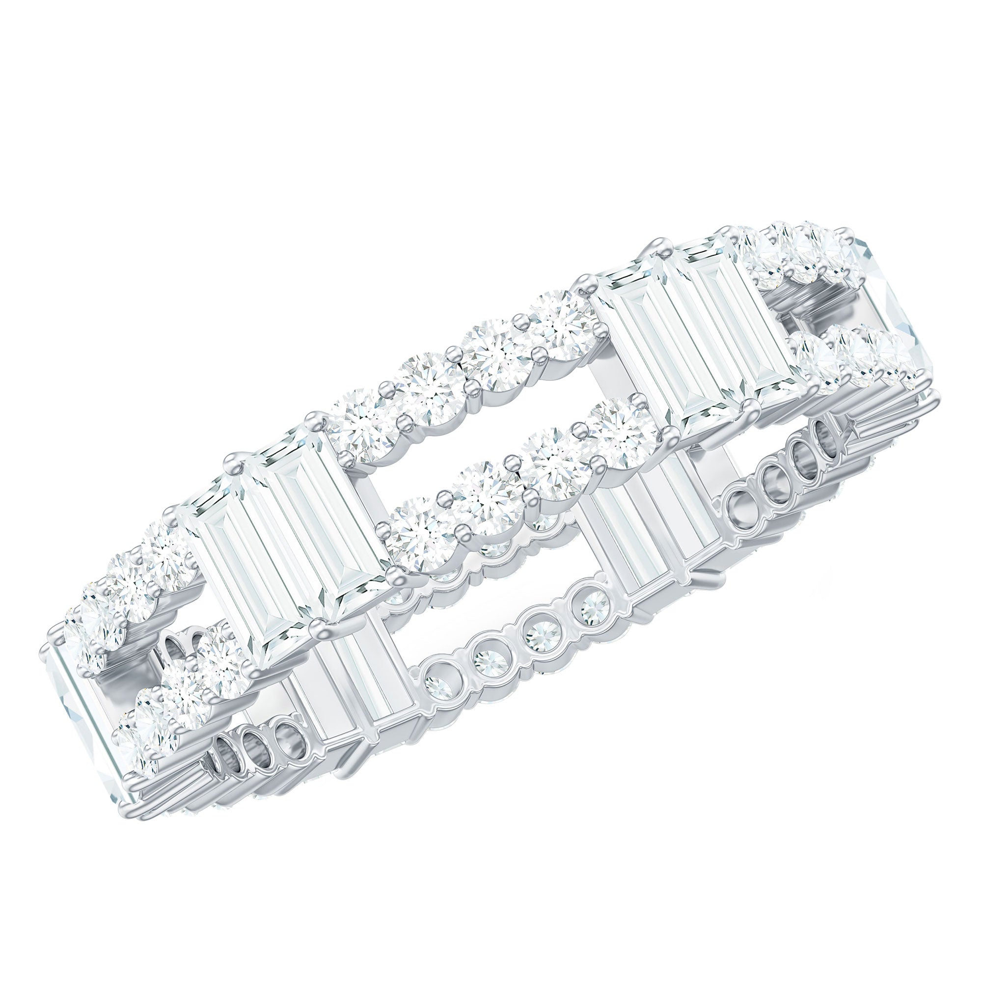Unique Moissanite Eternity Wedding Band Ring