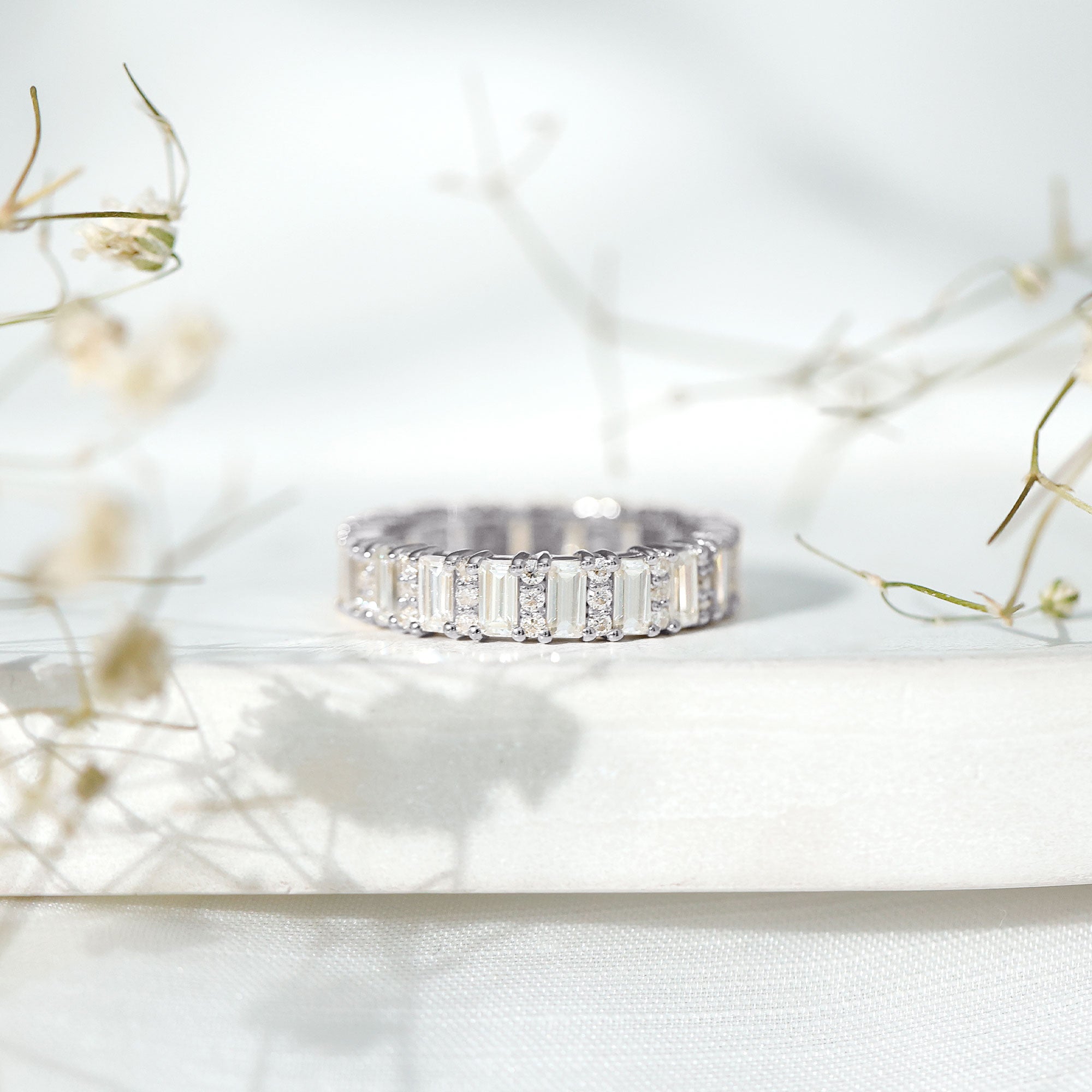 Certified Moissanite Wedding Anniversary Band for Women D-VS1 - Rosec Jewels