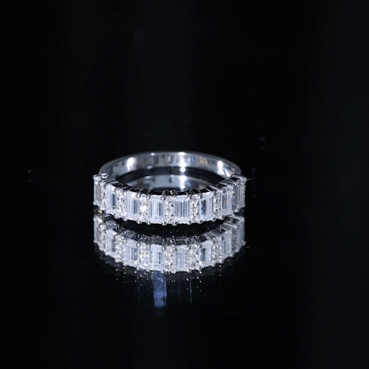 Certified Baguette Moissanite Half Eternity Band Ring for Women D-VS1 - Rosec Jewels