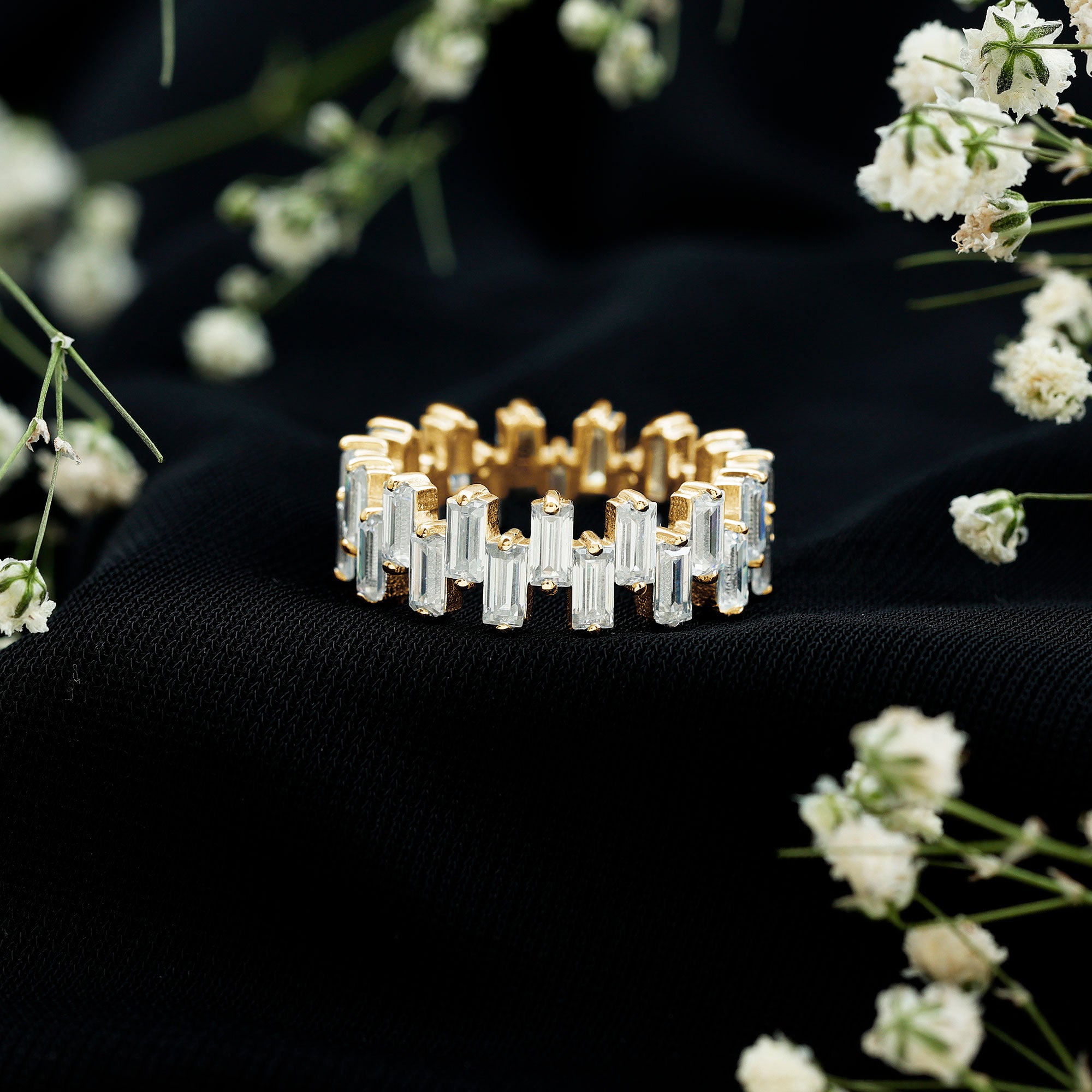 Certified Moissanite Baguette Eternity Band Ring D-VS1 - Rosec Jewels