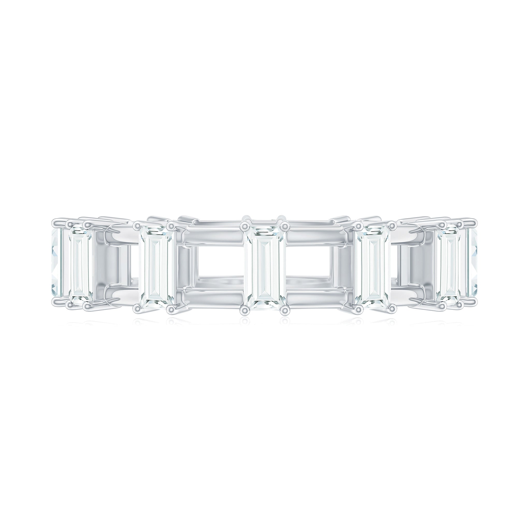 Moissanite Baguette Wedding Band with Certificate D-VS1 - Rosec Jewels