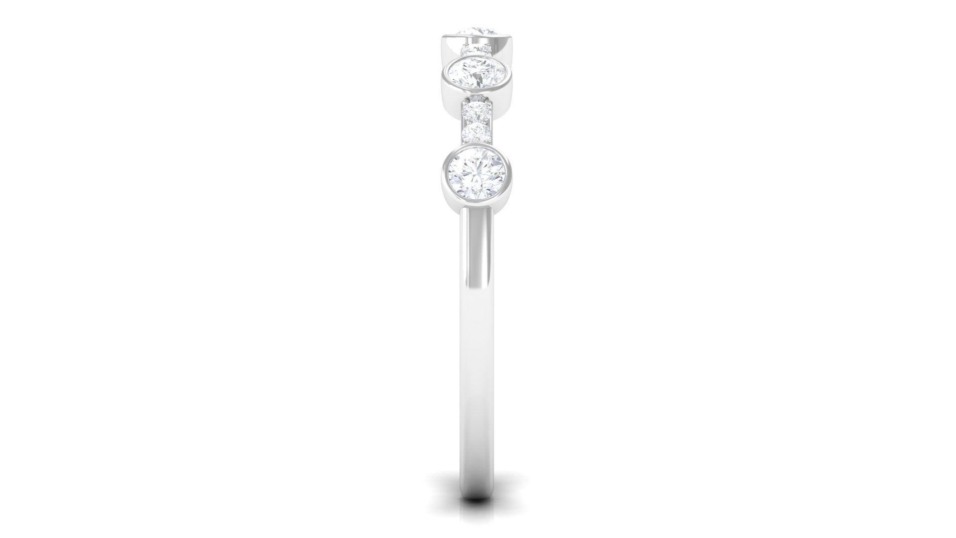 Natural Diamond Half Eternity Ring in Bezel Setting Natural - ( HI-SI ) - Rosec Jewels
