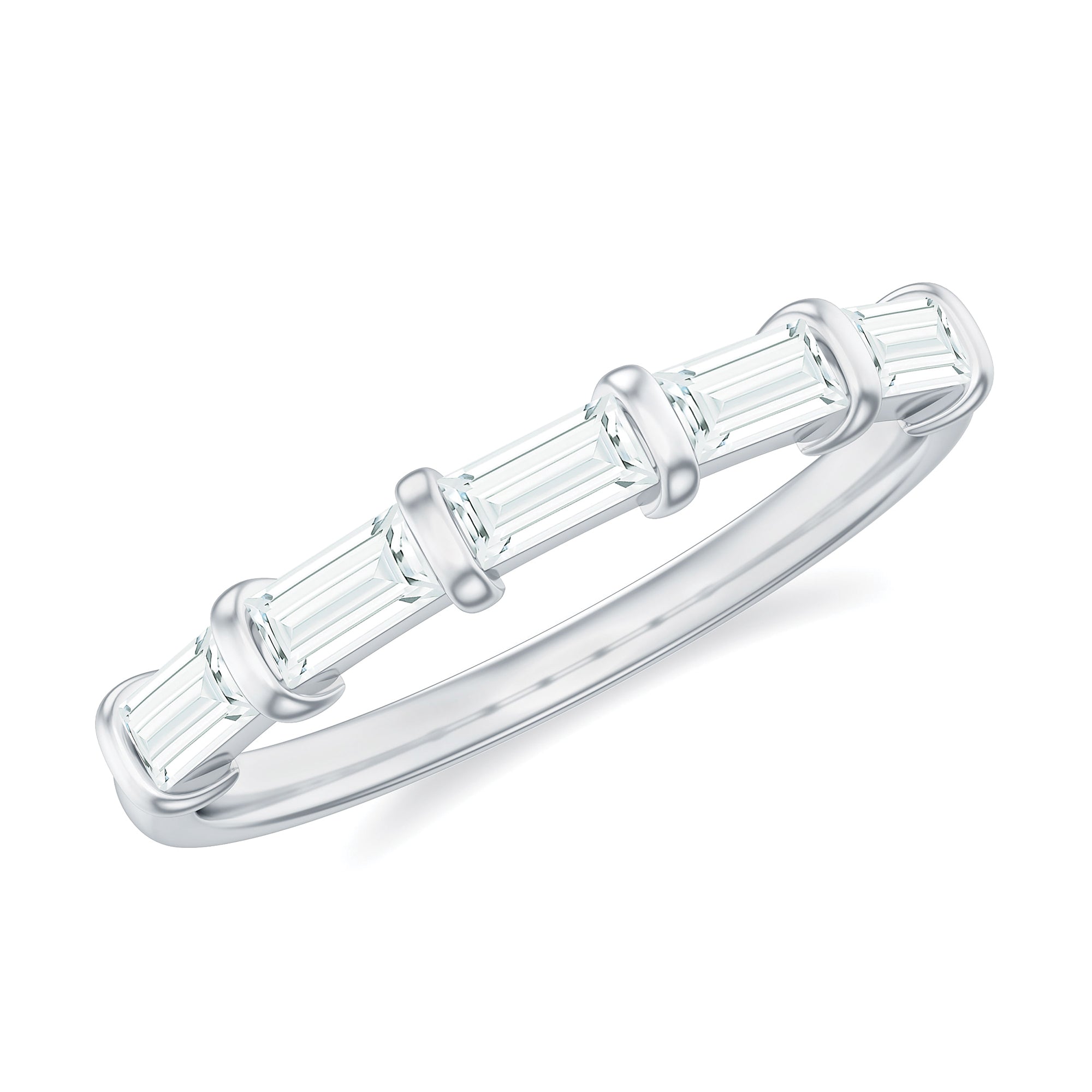 East West Set Moissanite Half Eternity Ring for Her D-VS1 - Rosec Jewels
