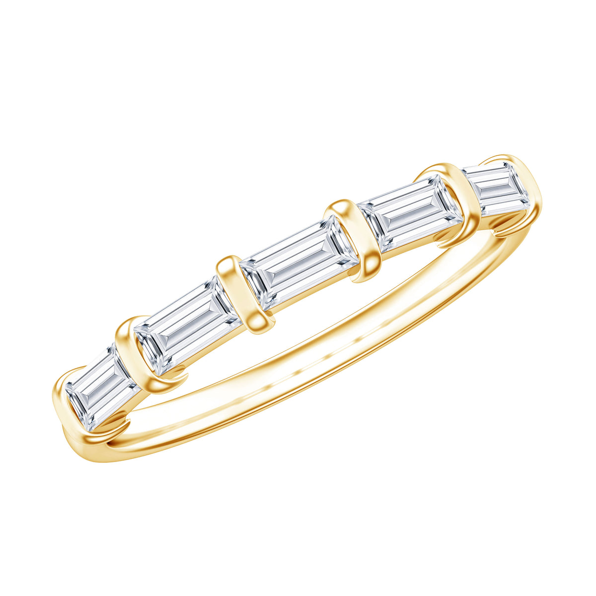 East West Set Moissanite Half Eternity Ring for Her D-VS1 - Rosec Jewels