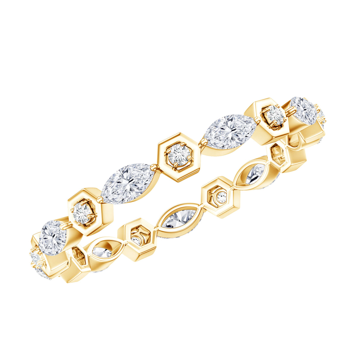 Certified Moissanite Contemporary Eternity Ring D-VS1 - Rosec Jewels