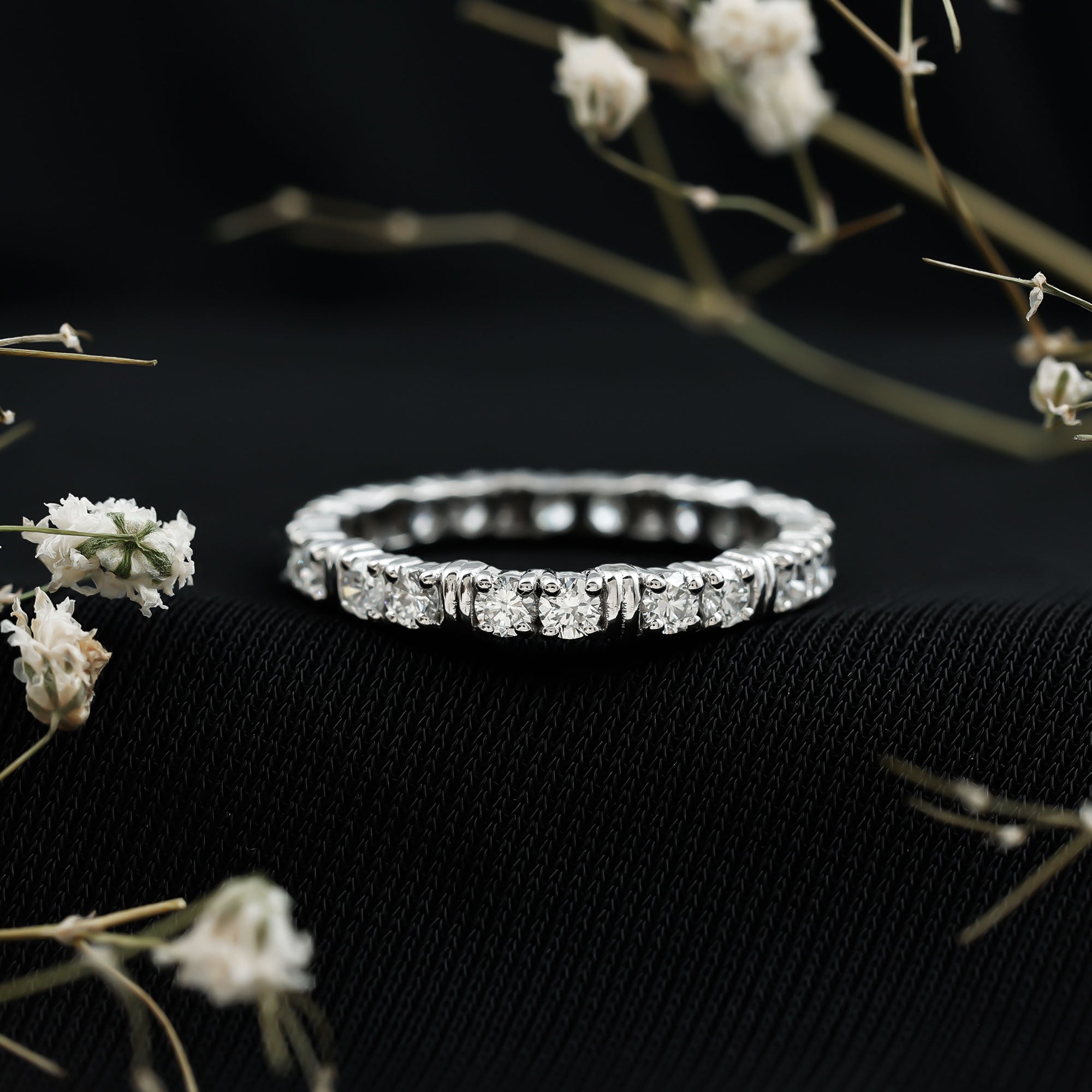 Certified Moissanite Full Eternity Band Ring For Her D-VS1 - Rosec Jewels