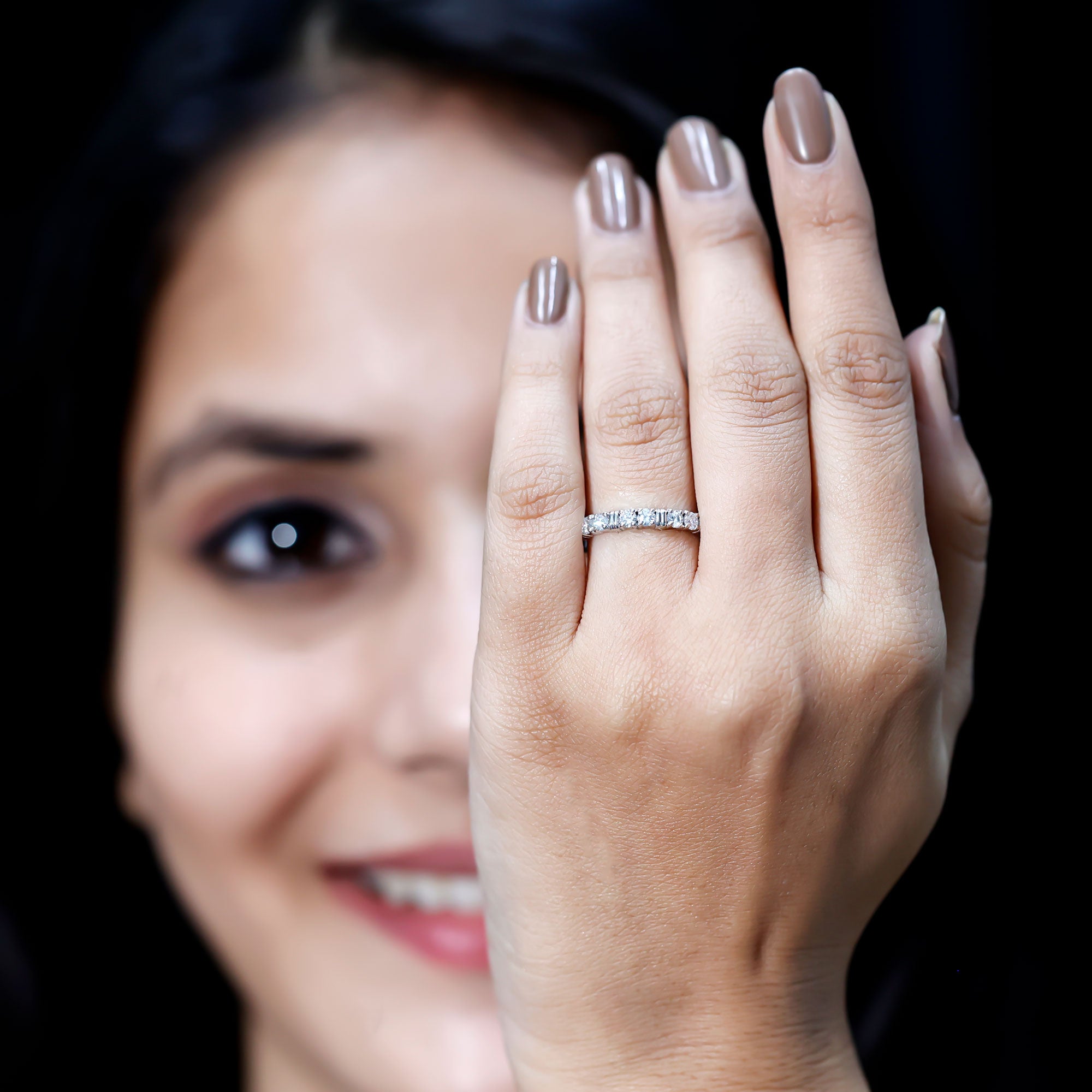 Certified Moissanite Full Eternity Band Ring For Her D-VS1 - Rosec Jewels