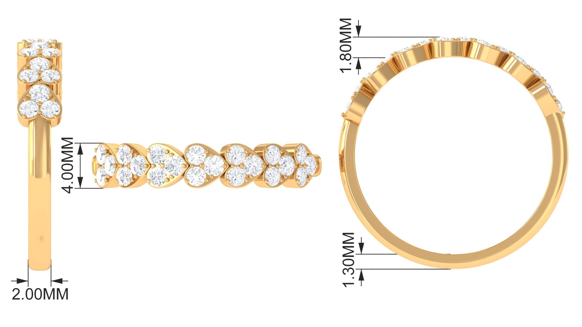 Certified Natural Diamond Heart Eternity Ring in East West Style Natural - ( HI-SI ) - Rosec Jewels