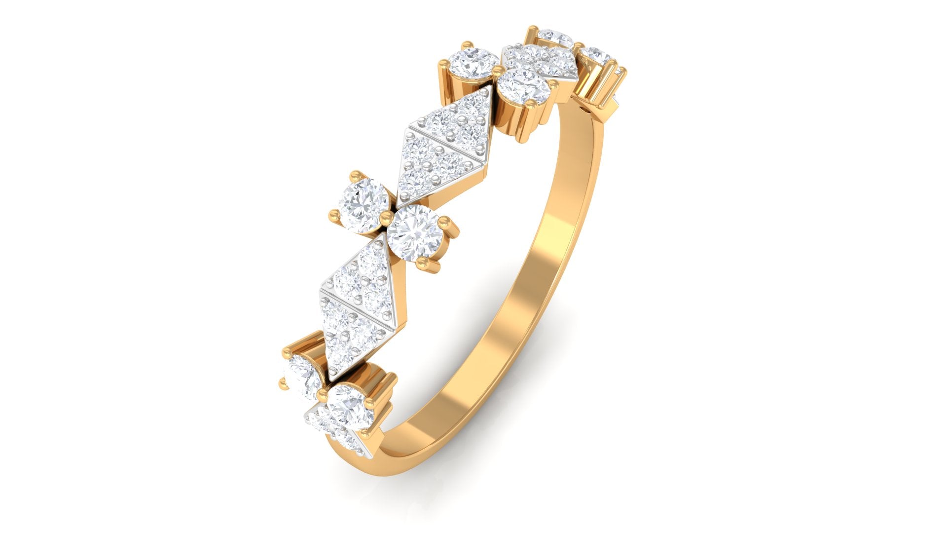 Art Deco Inspired Diamond Half Eternity Ring for Women Natural - ( HI-SI ) - Rosec Jewels